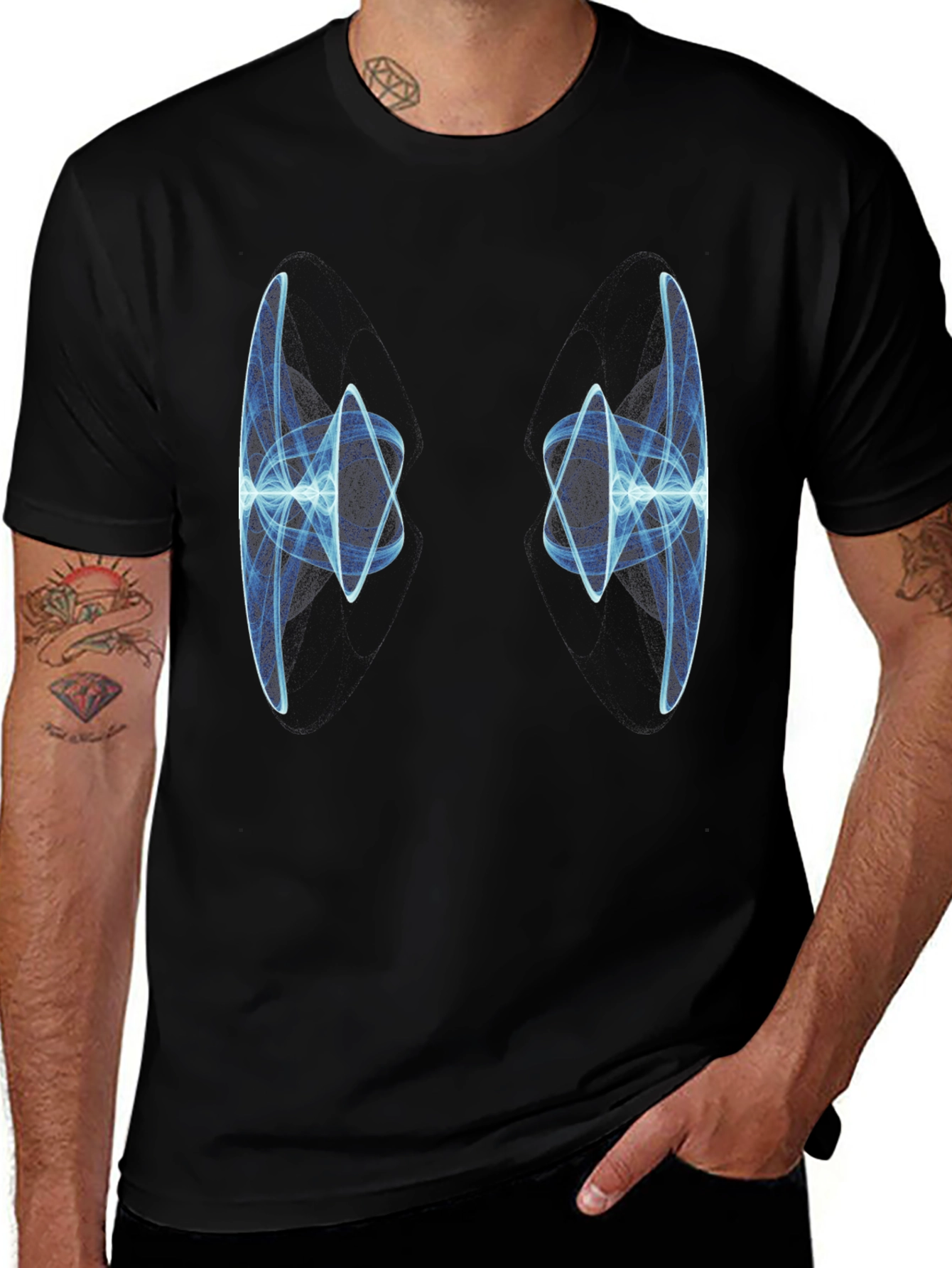 Abstract Light Design Black T-Shirt