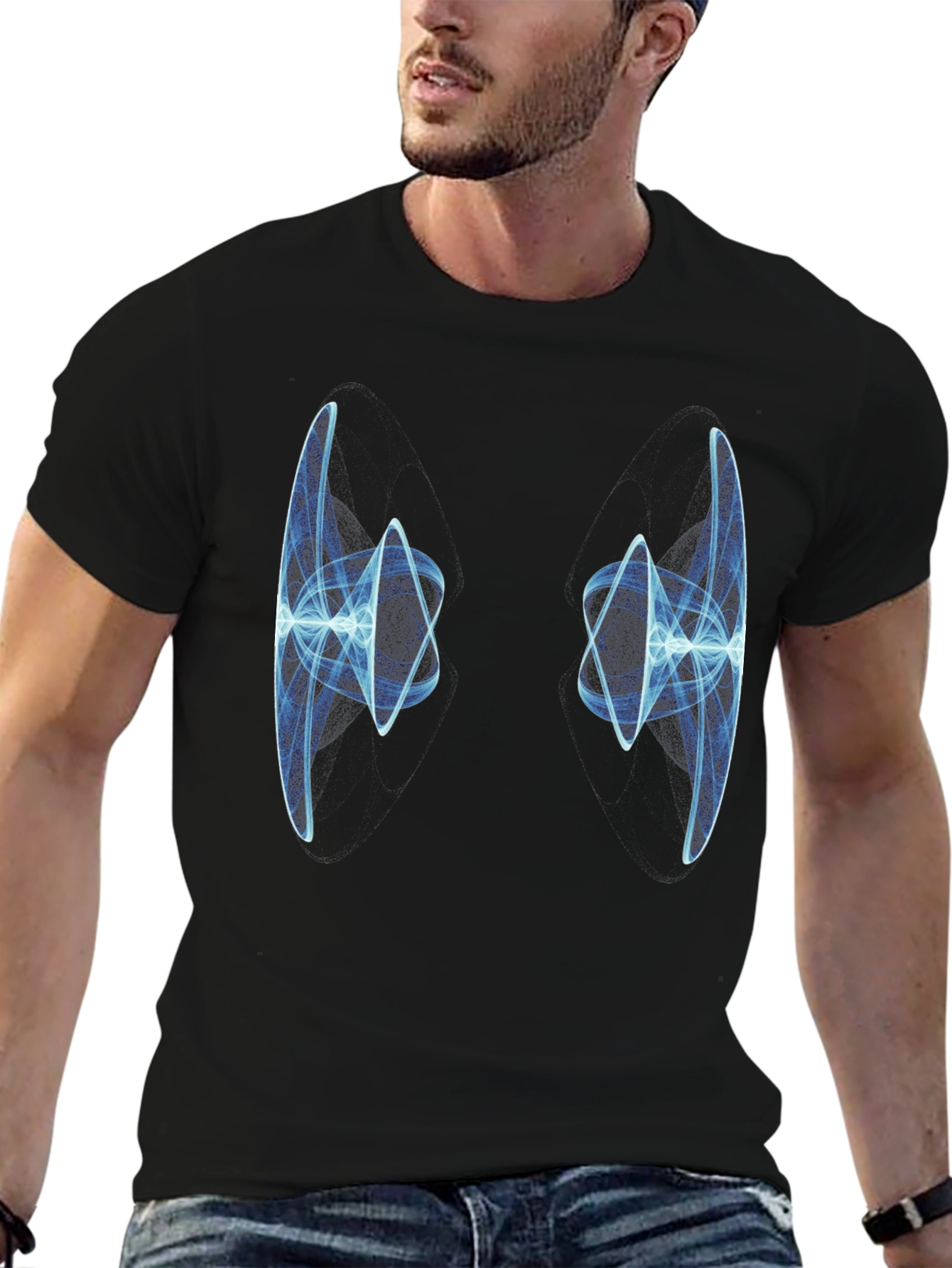 Abstract Light Design Black T-Shirt
