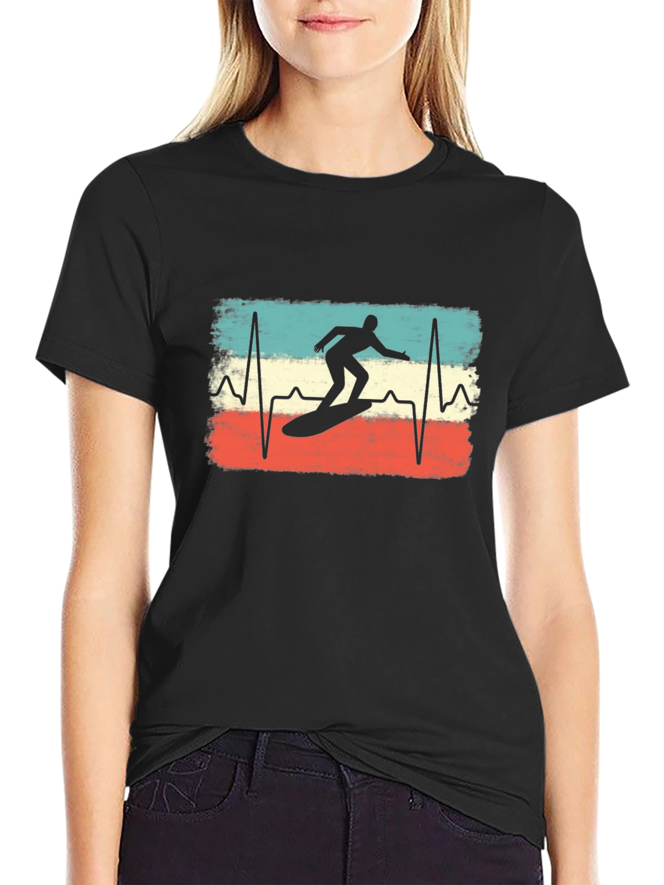 Retro Surfer Heartbeat T-Shirt