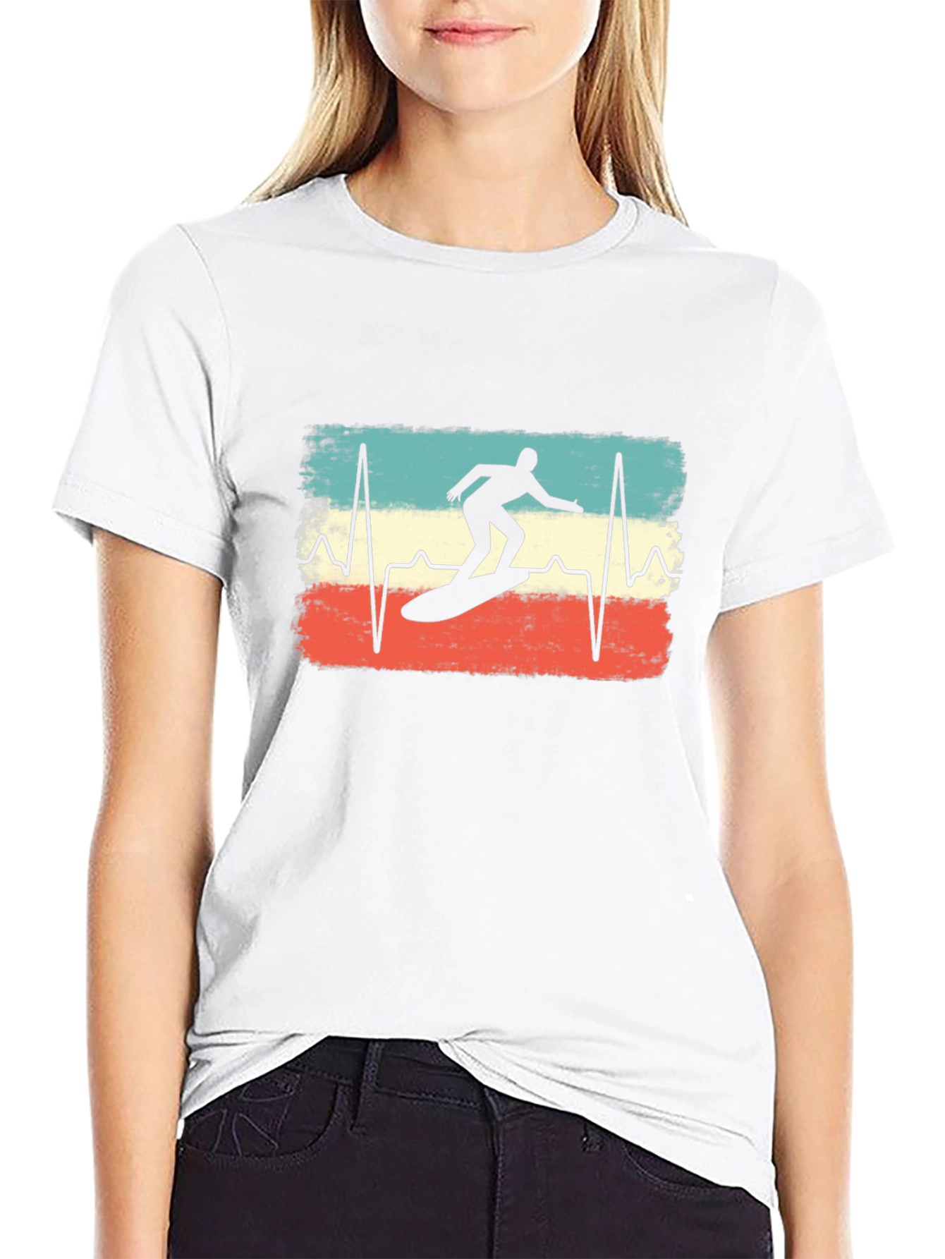 Retro Surfer Heartbeat T-Shirt