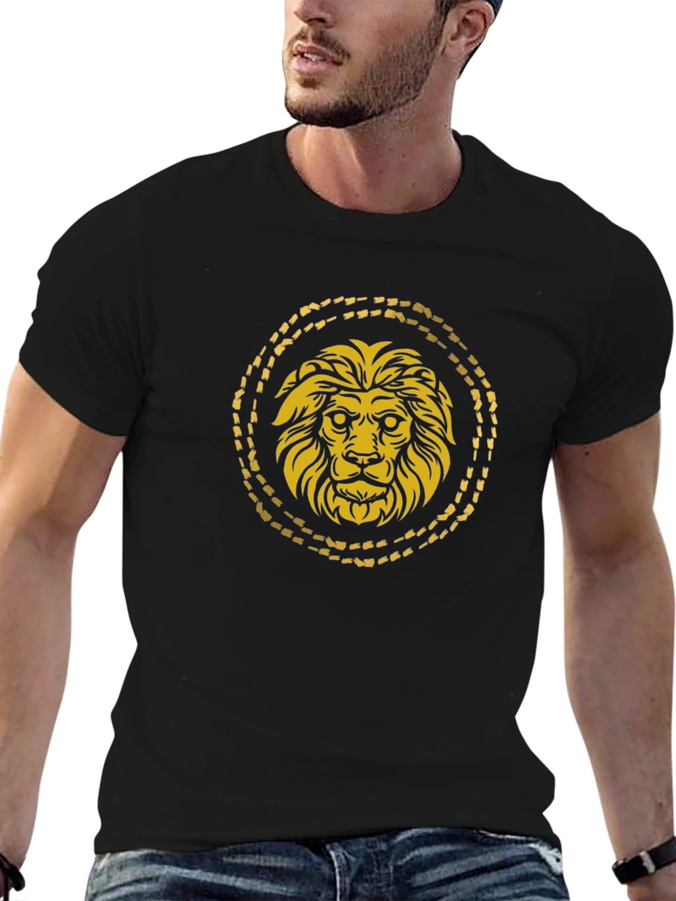 Golden Lion Graphic Black T-Shirt