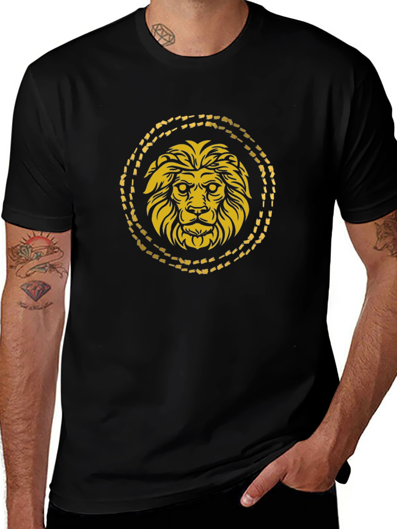 Golden Lion Graphic Black T-Shirt