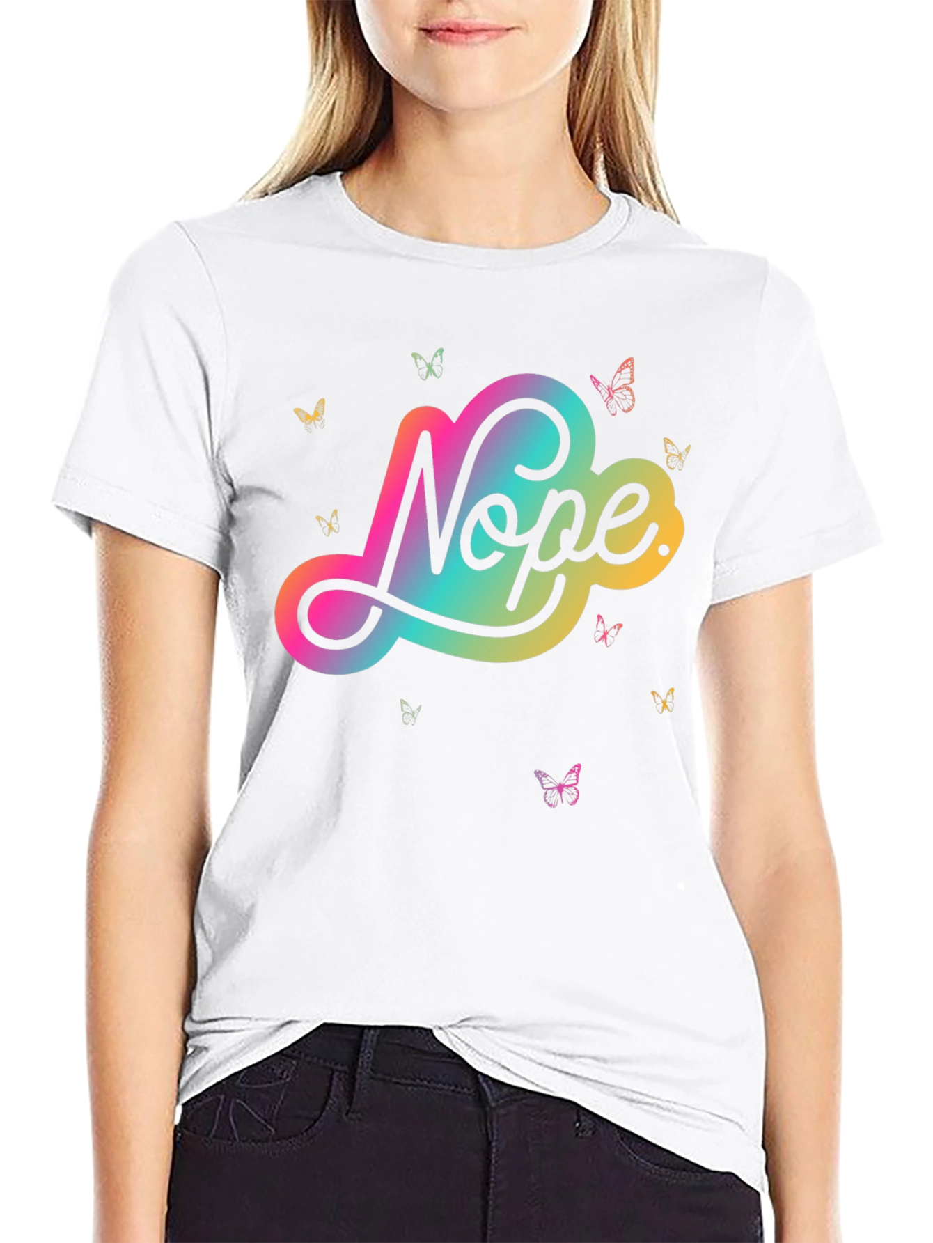 Nope Butterfly Graphic Tee - Modern Casual Style