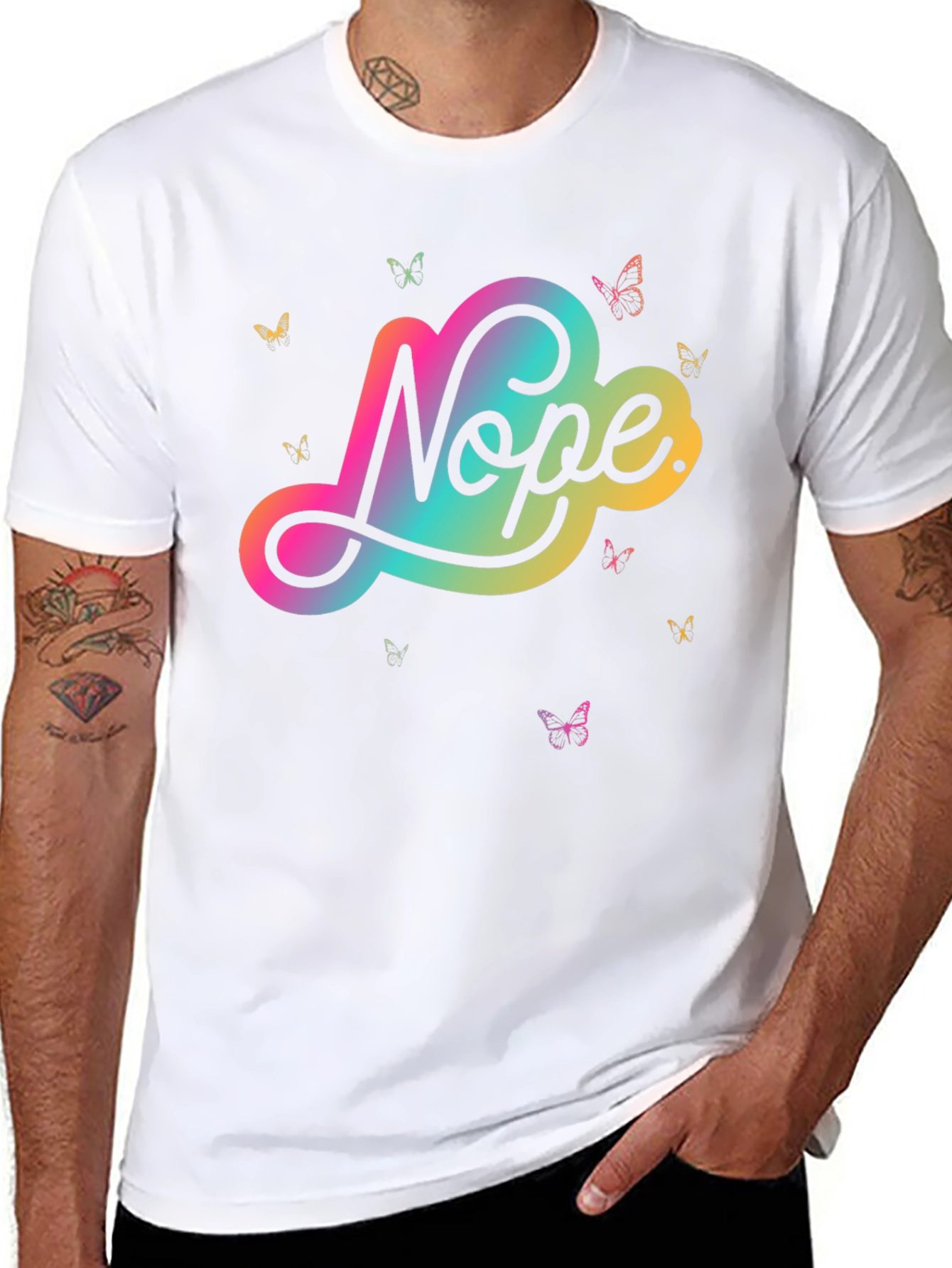 Nope Butterfly Graphic Tee - Modern Casual Style