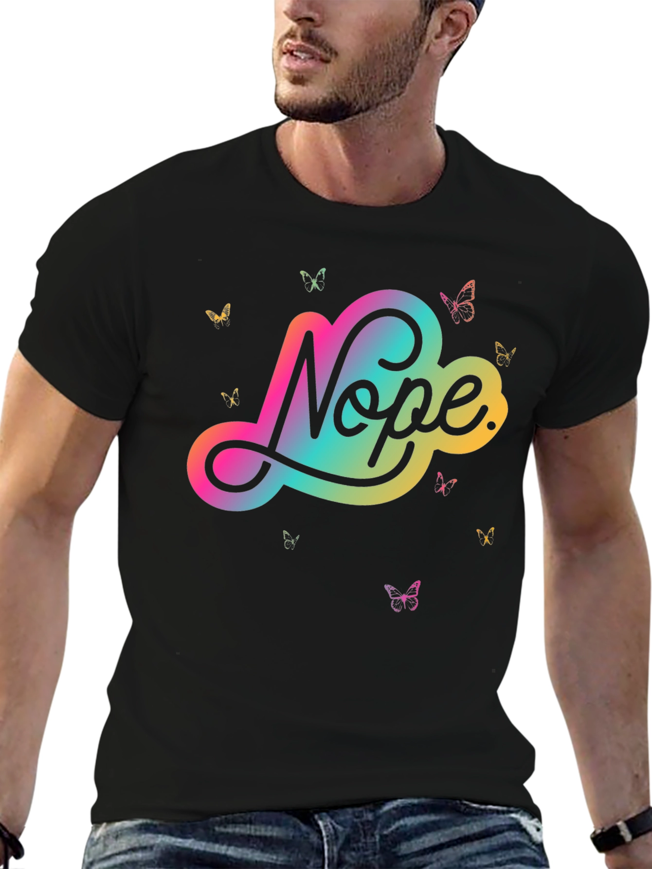 Nope Butterfly Graphic Tee - Modern Casual Style
