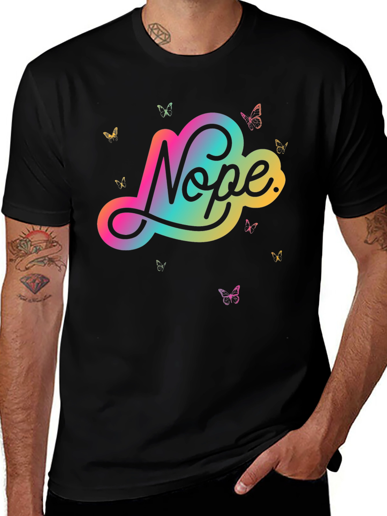 Nope Butterfly Graphic Tee - Modern Casual Style