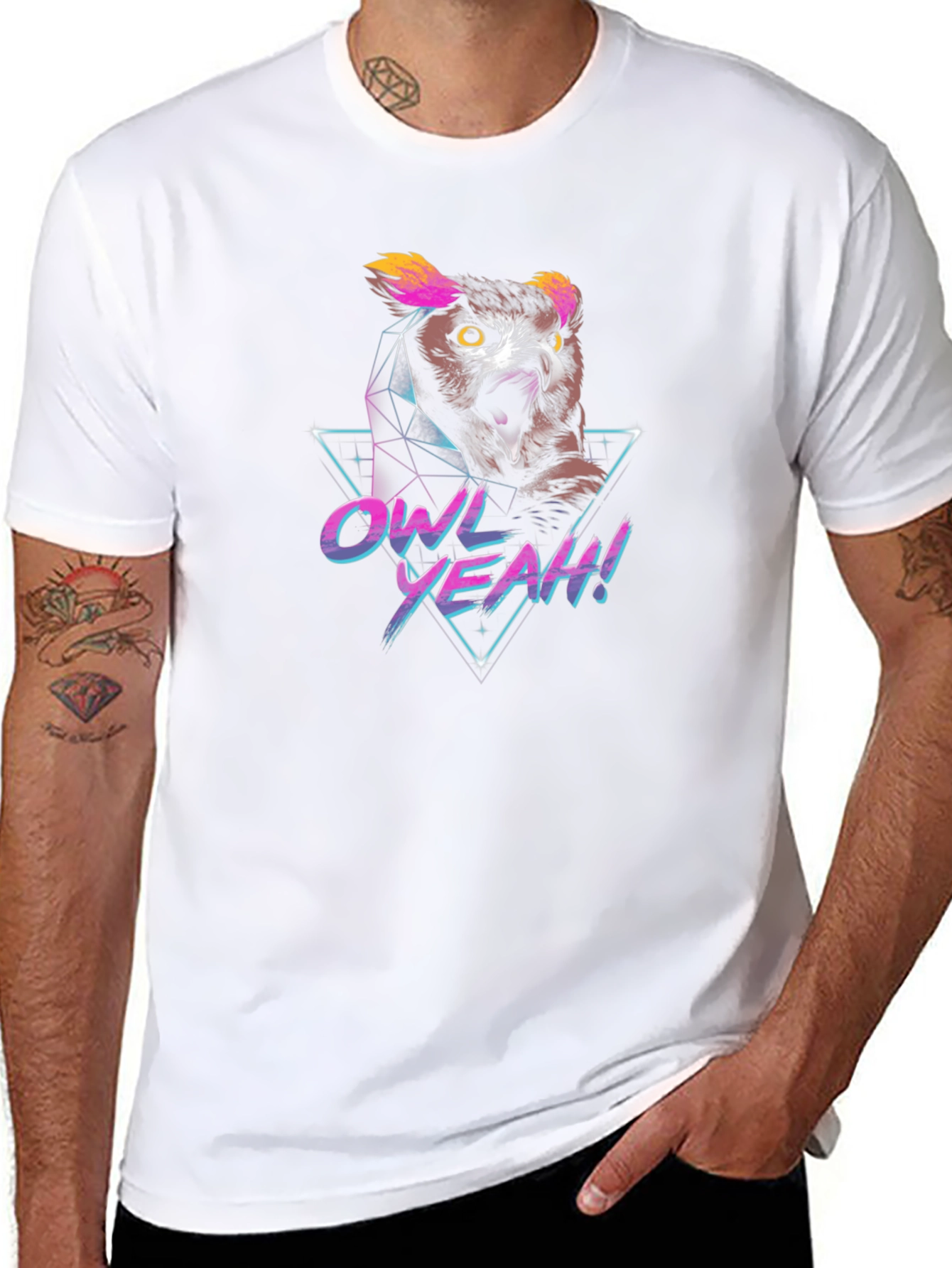 Retro Owl Yeah! Graphic Print T-Shirt
