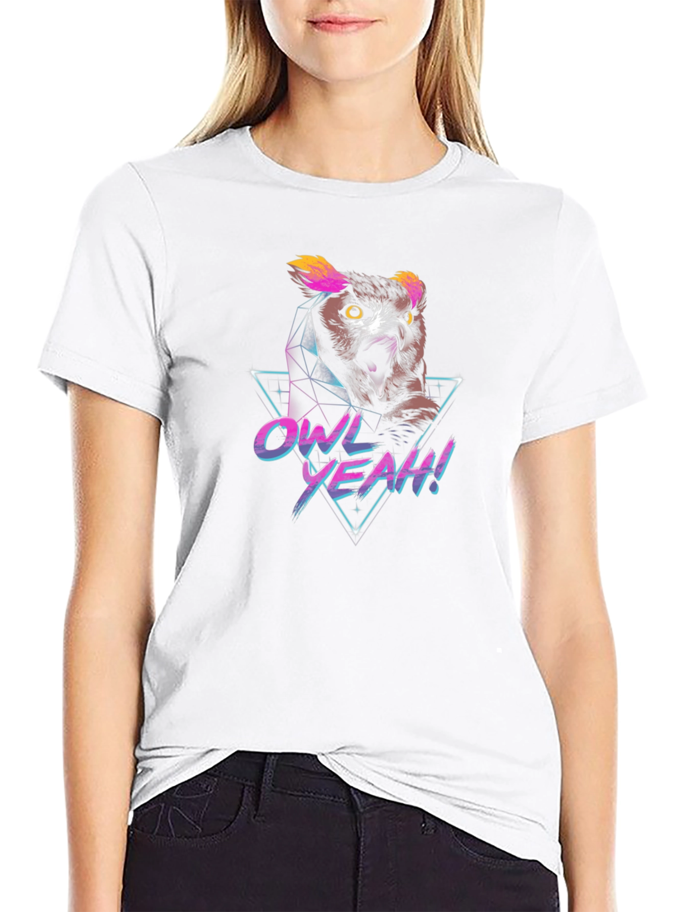Retro Owl Yeah! Graphic Print T-Shirt