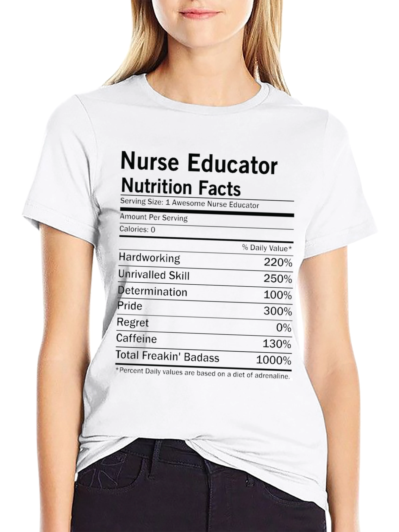 Nurse Educator Nutrition Facts Graphic T-Shirt