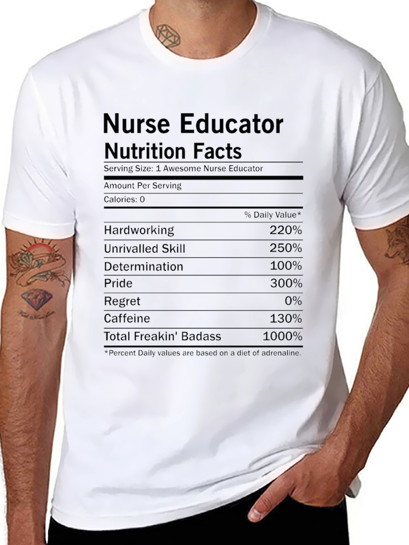 Nurse Educator Nutrition Facts Graphic T-Shirt