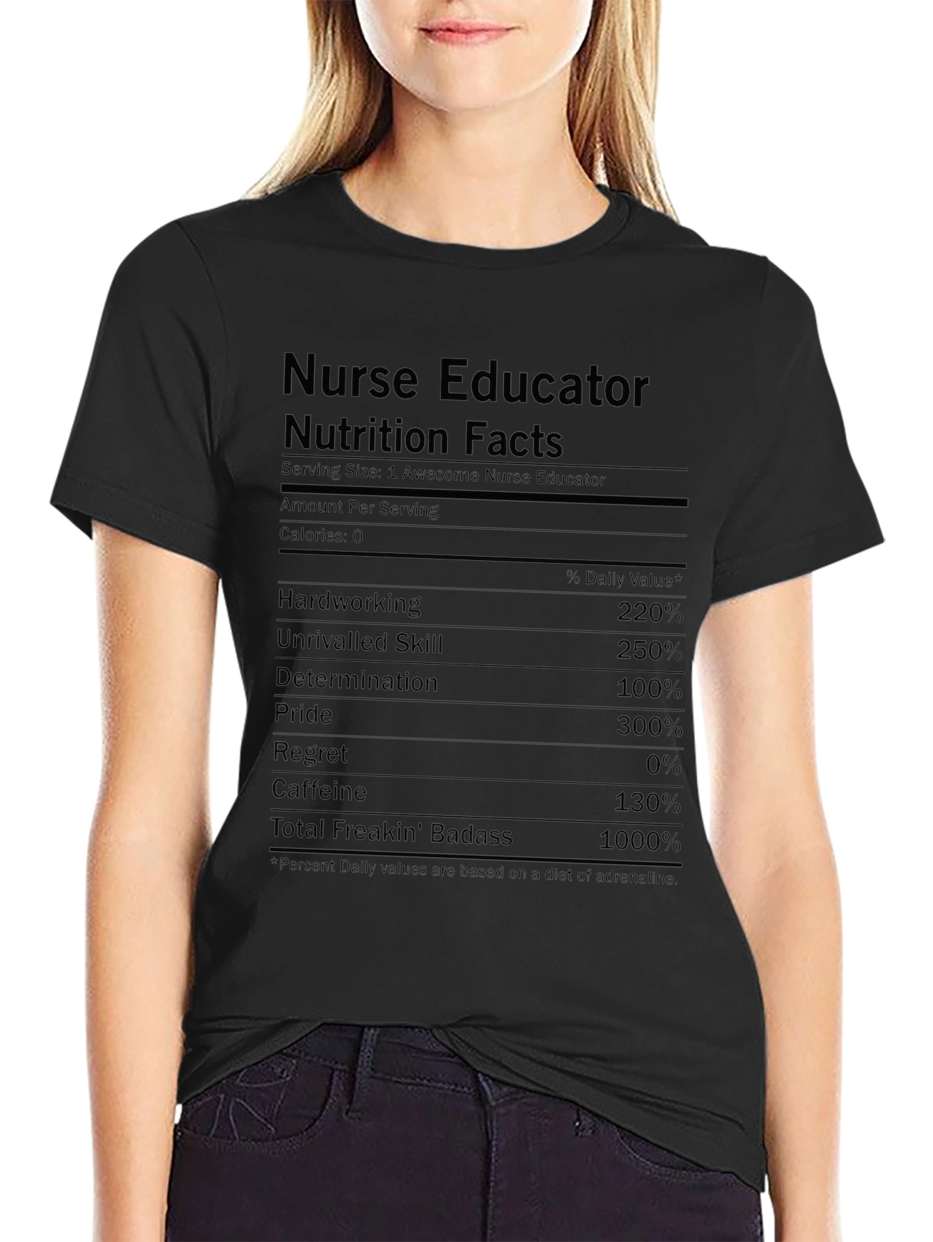 Nurse Educator Nutrition Facts Graphic T-Shirt