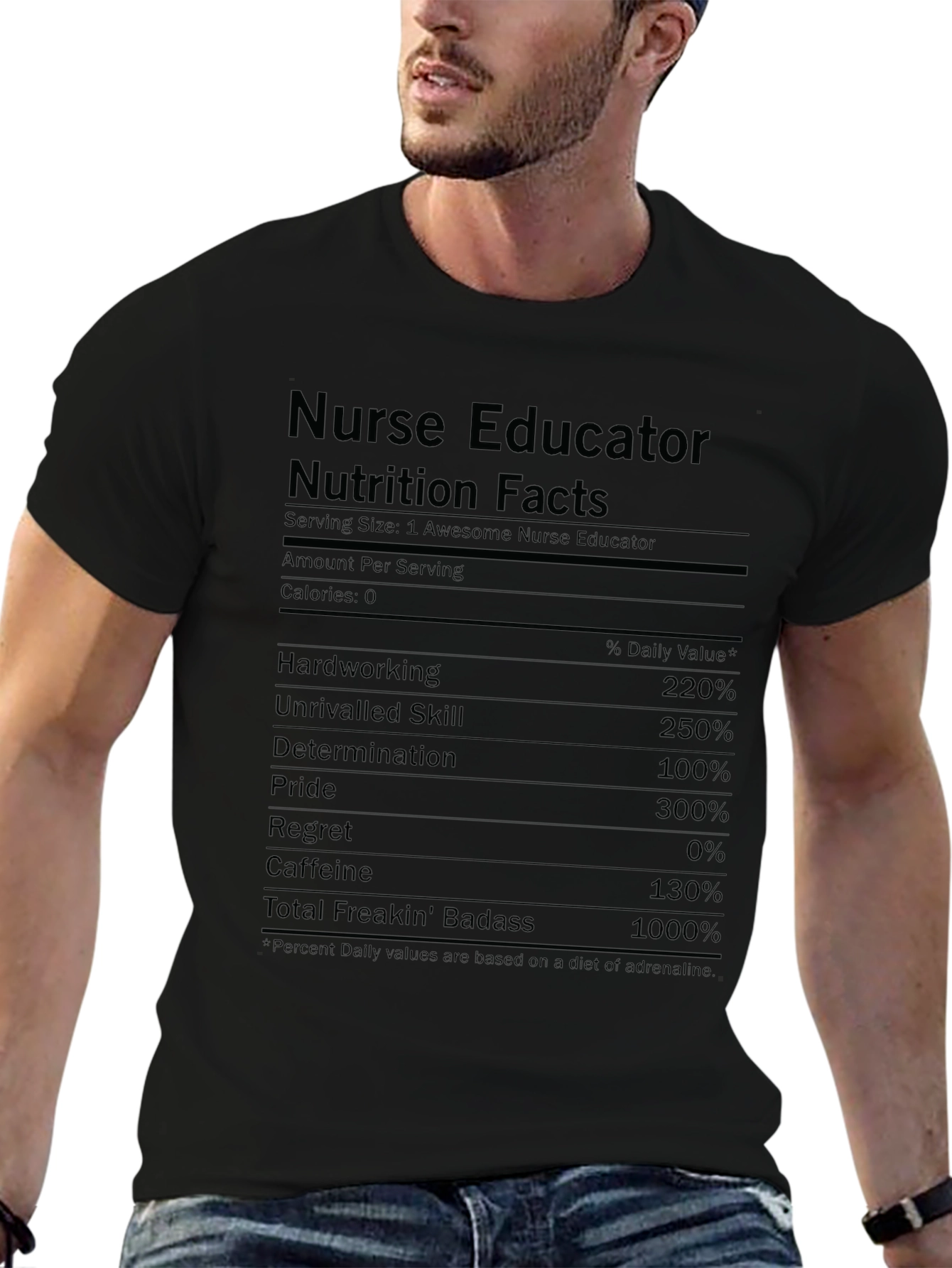 Nurse Educator Nutrition Facts Graphic T-Shirt
