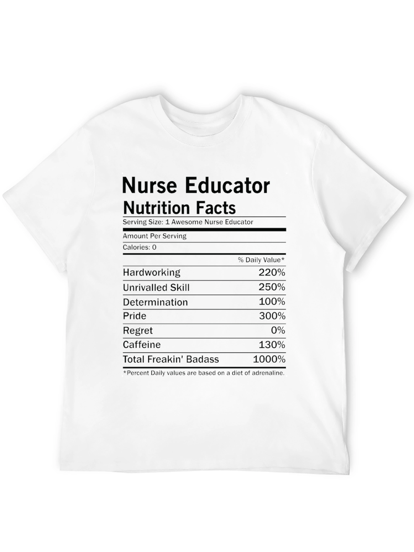 Nurse Educator Nutrition Facts Graphic T-Shirt