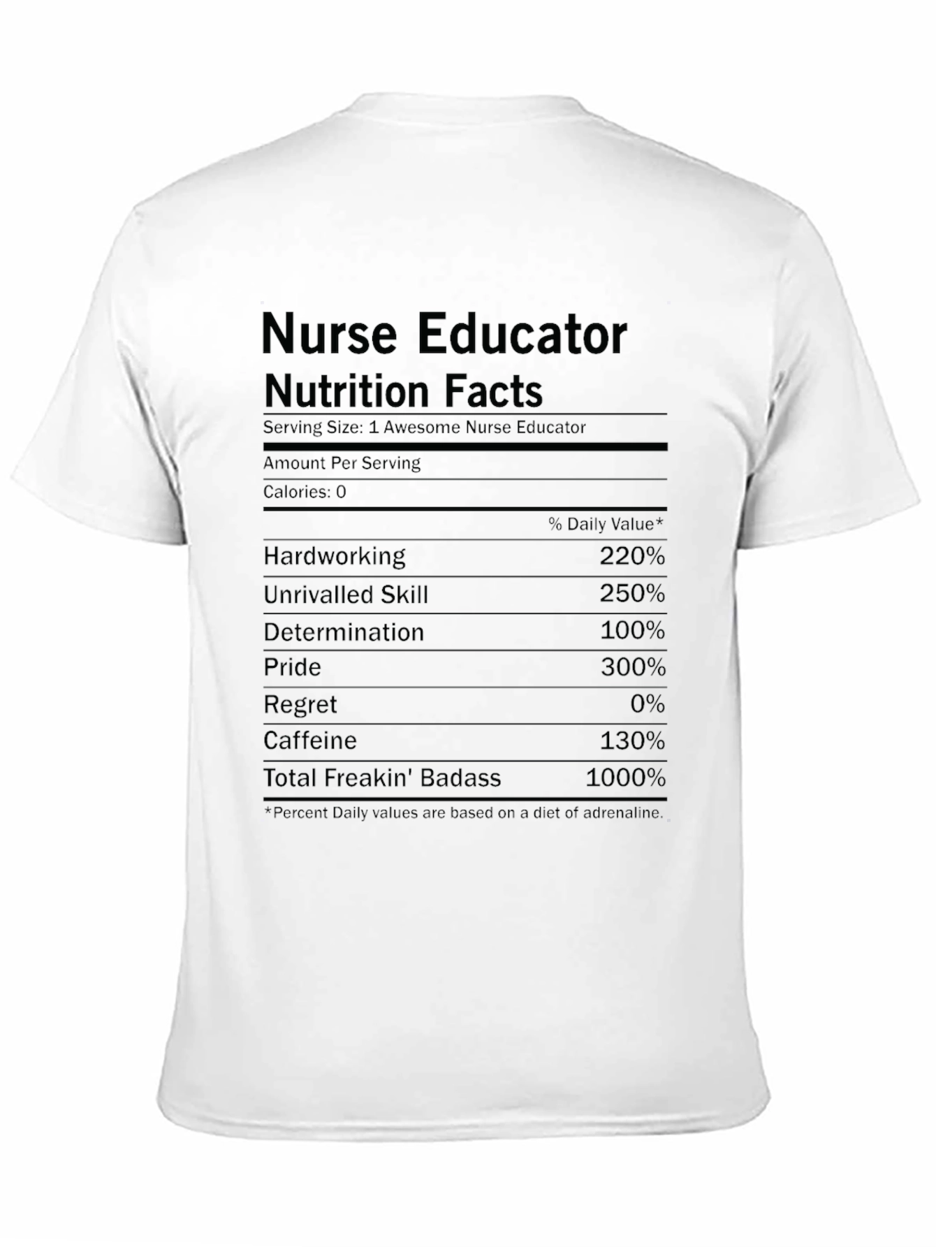 Nurse Educator Nutrition Facts Graphic T-Shirt