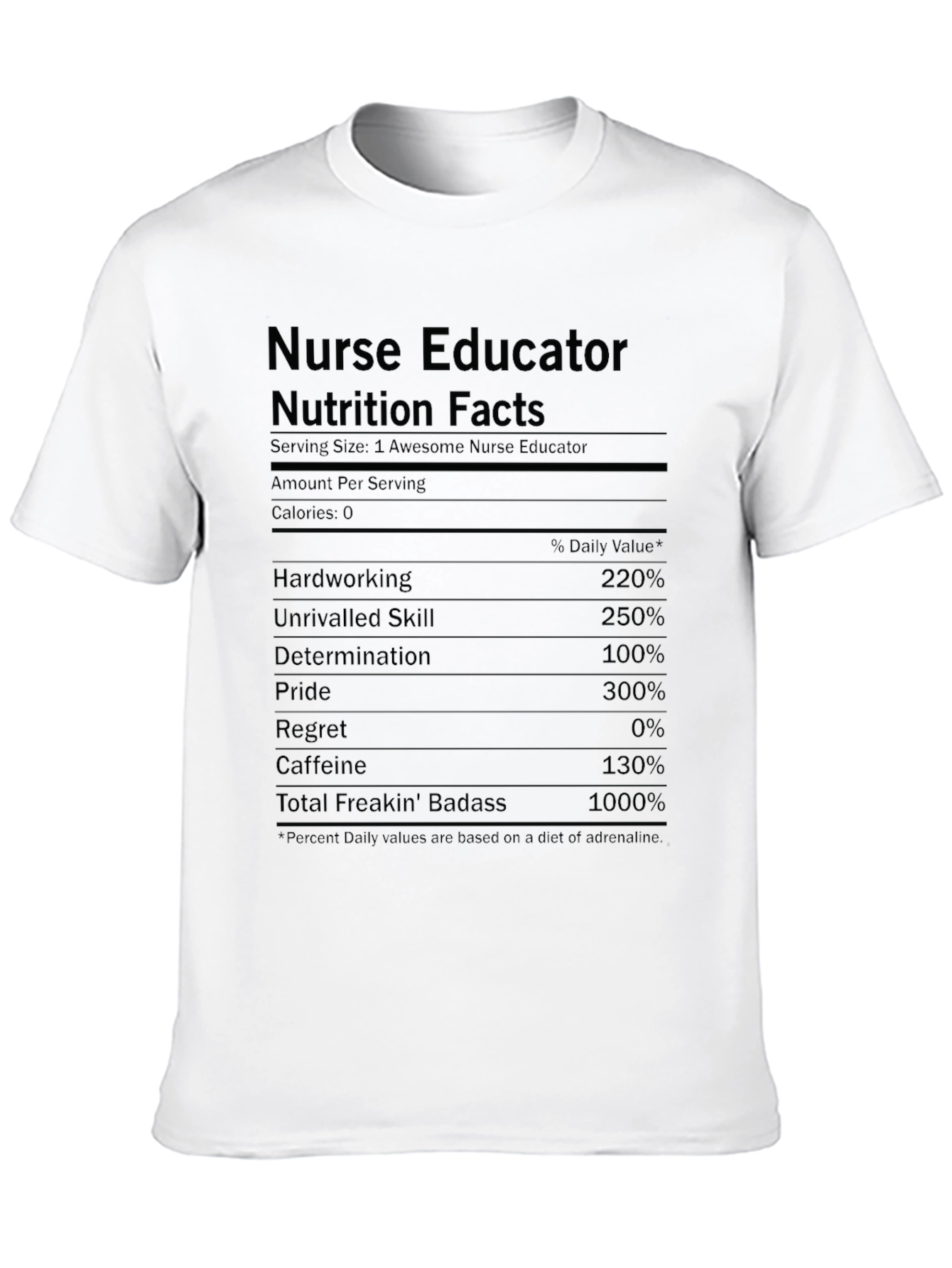 Nurse Educator Nutrition Facts Graphic T-Shirt
