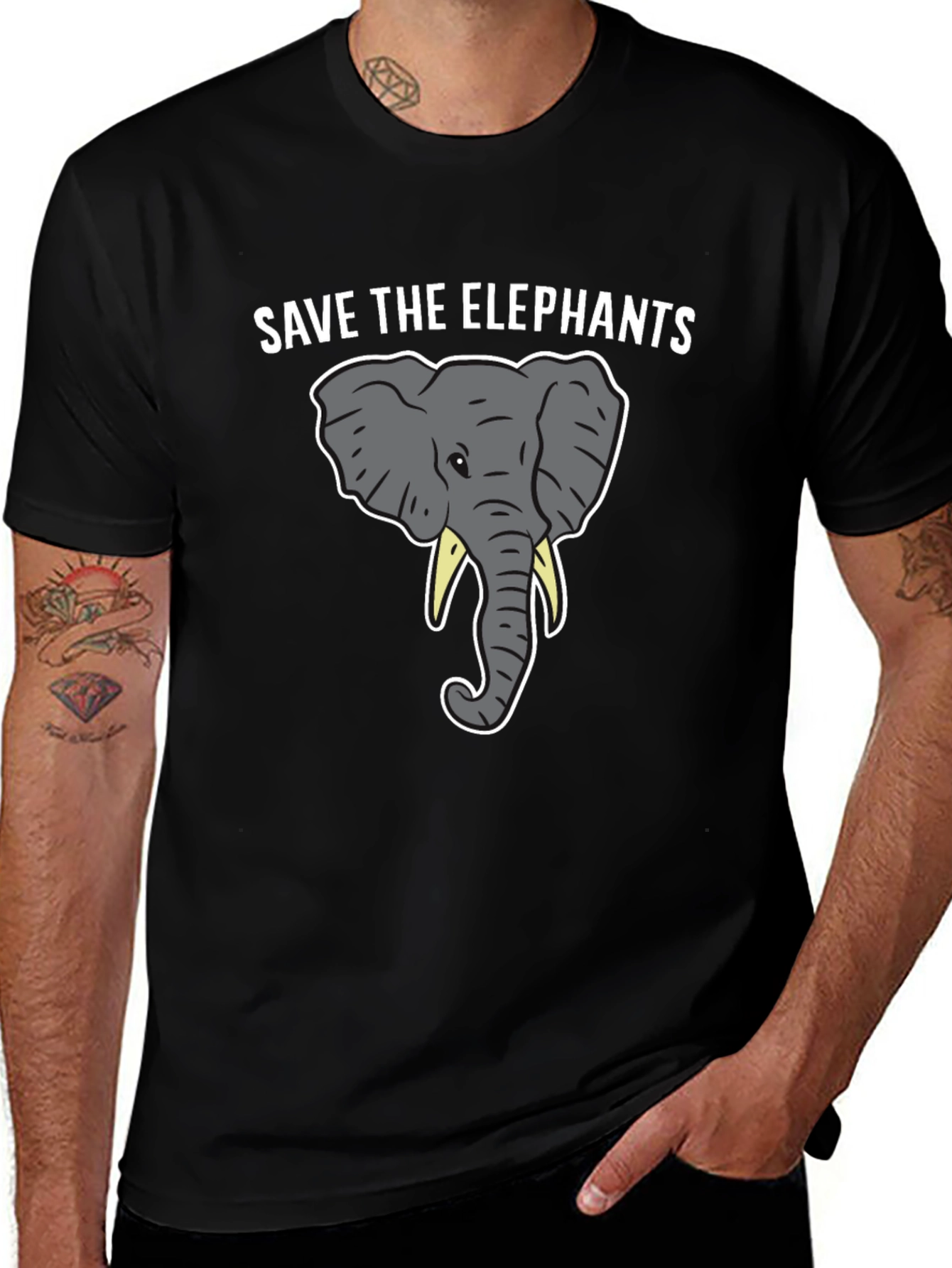 Save the Elephants Graphic Tee - Black