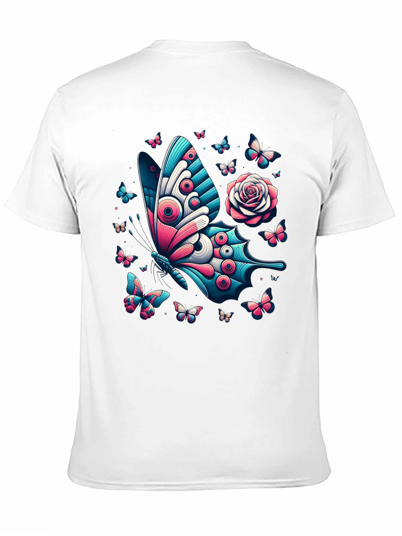 Butterfly & Rose Graphic Print Tee - Black