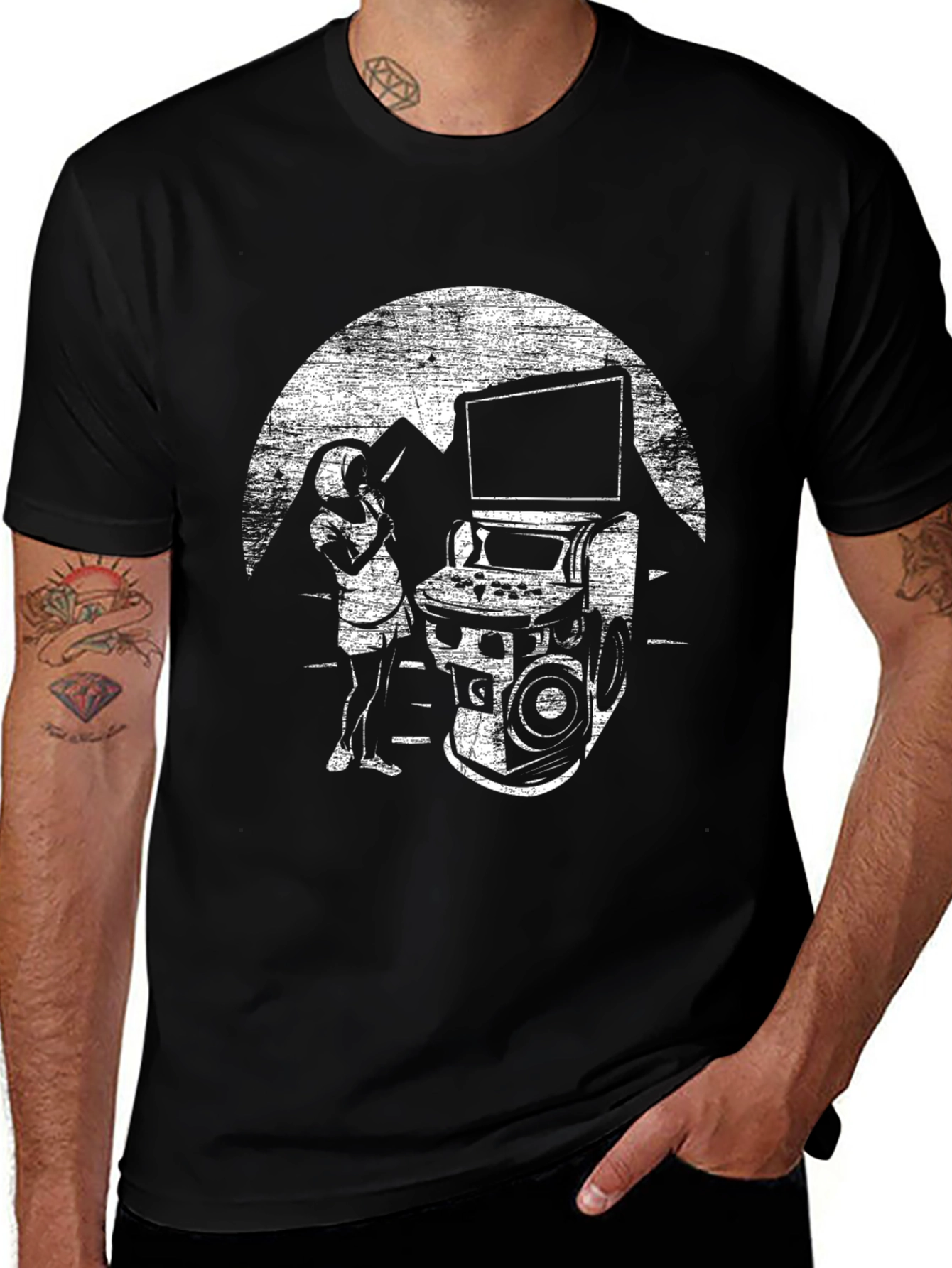 Retro Arcade Gamer T-Shirt - Black