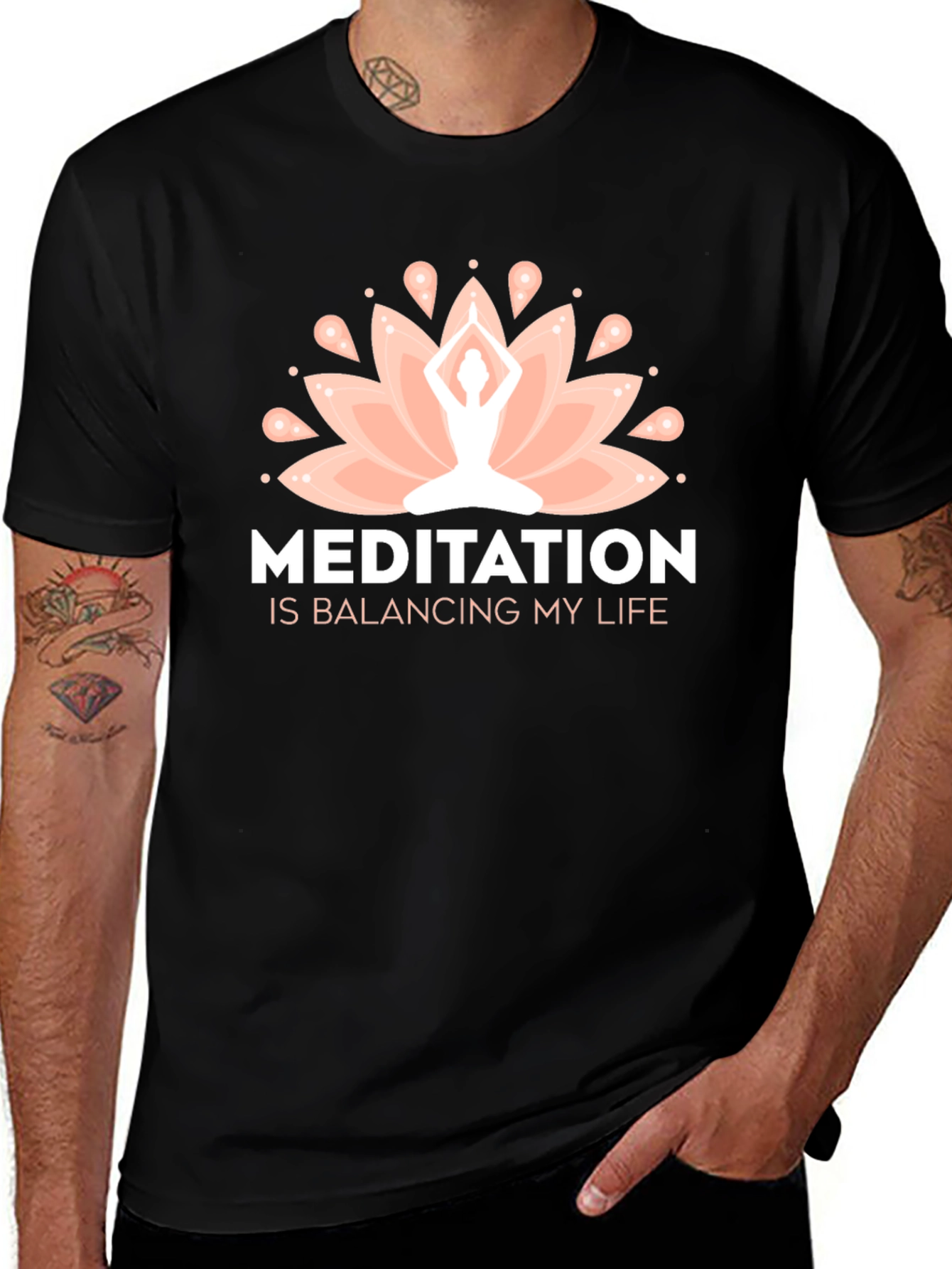 Meditation Balancing Life Black T-Shirt