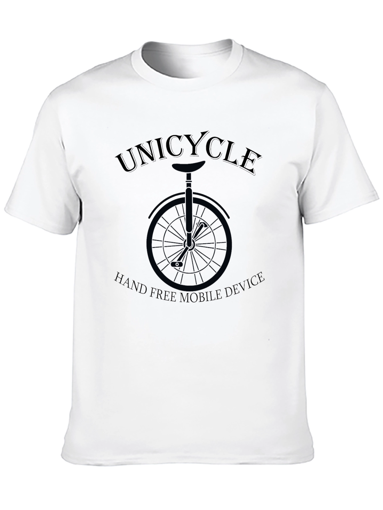 Unicycle Hand Free Mobile Device Graphic Tee
