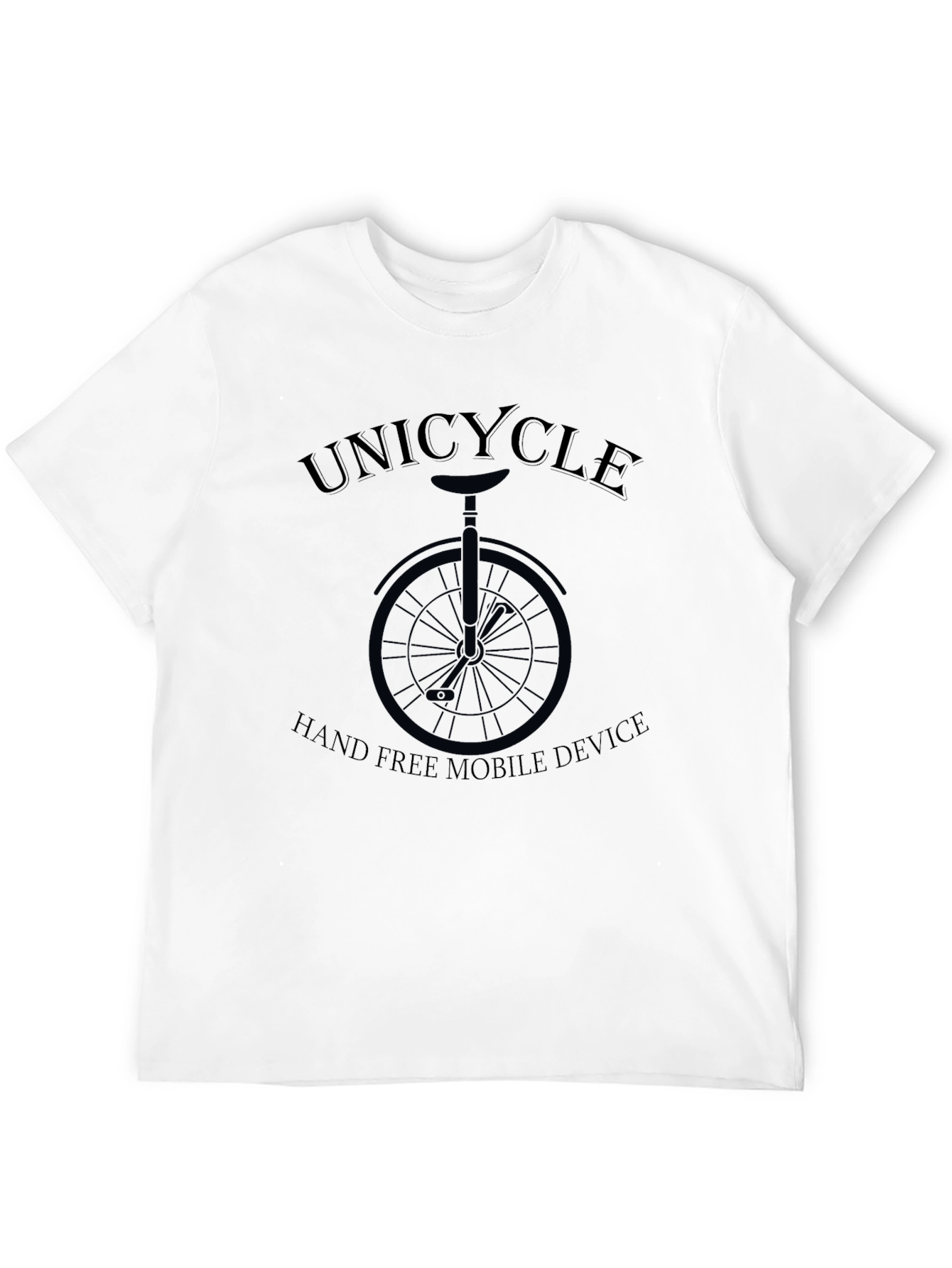 Unicycle Hand Free Mobile Device Graphic Tee