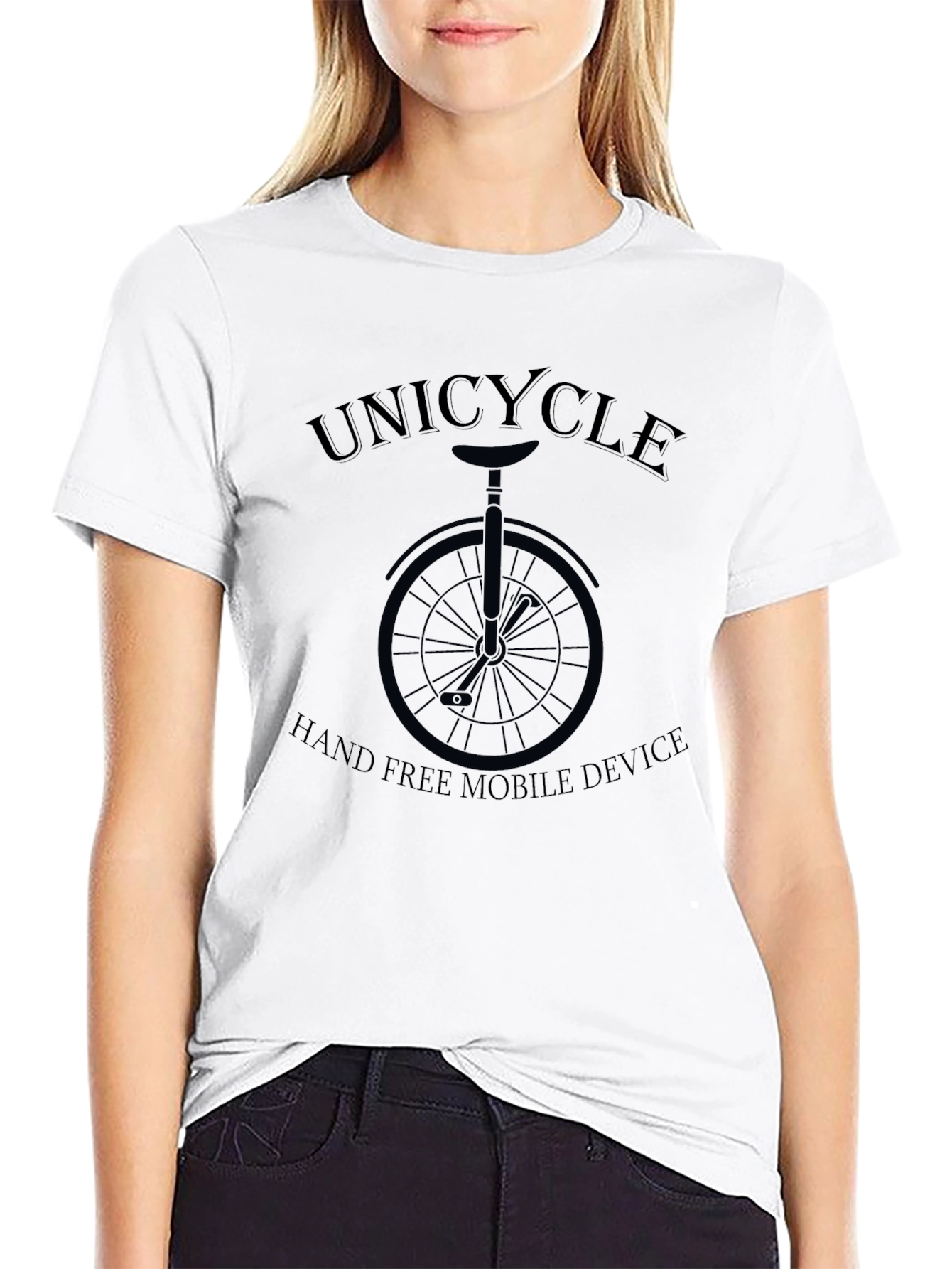 Unicycle Hand Free Mobile Device Graphic Tee