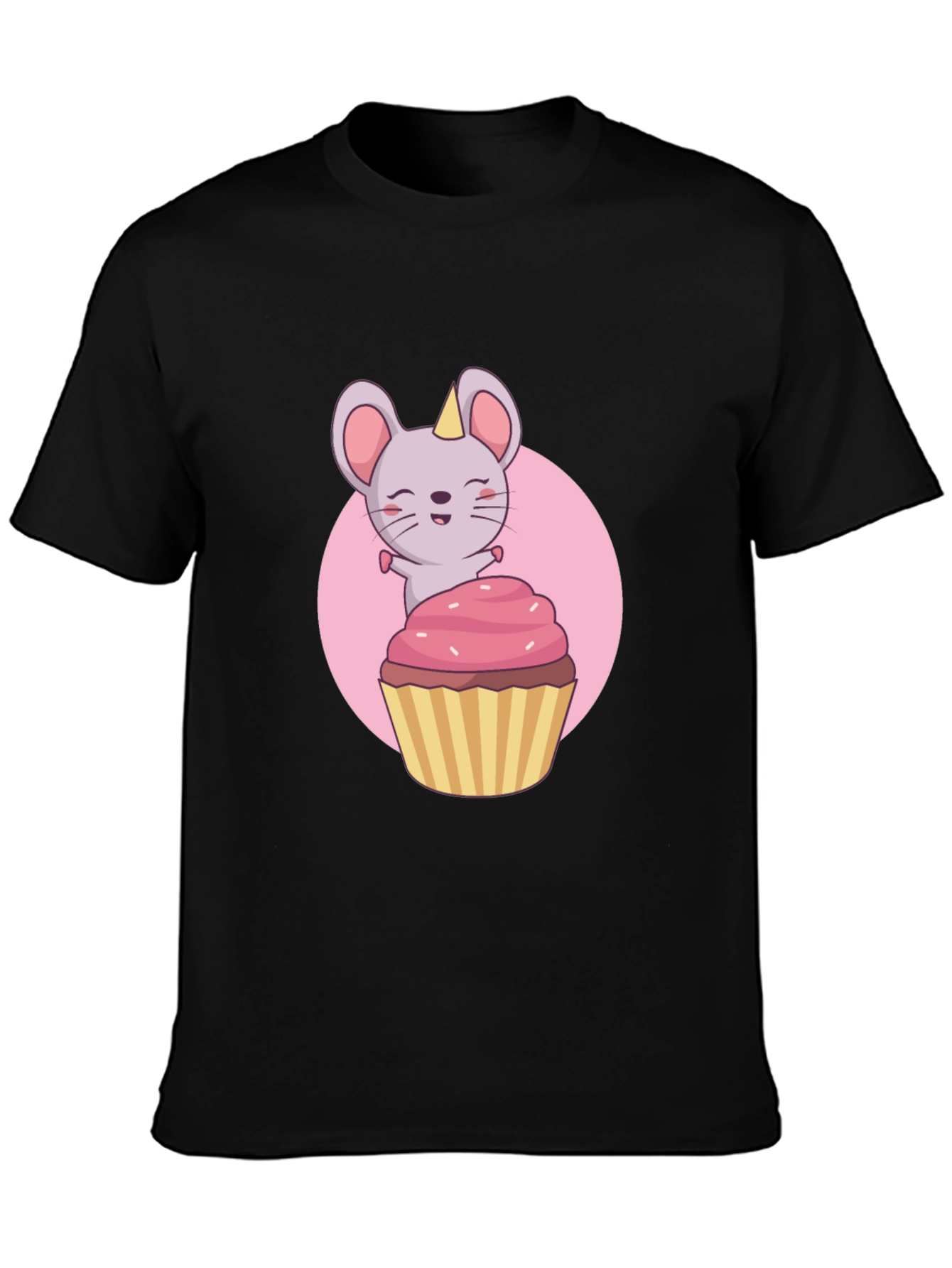 Cute Mouse Cupcake T-Shirt - Black