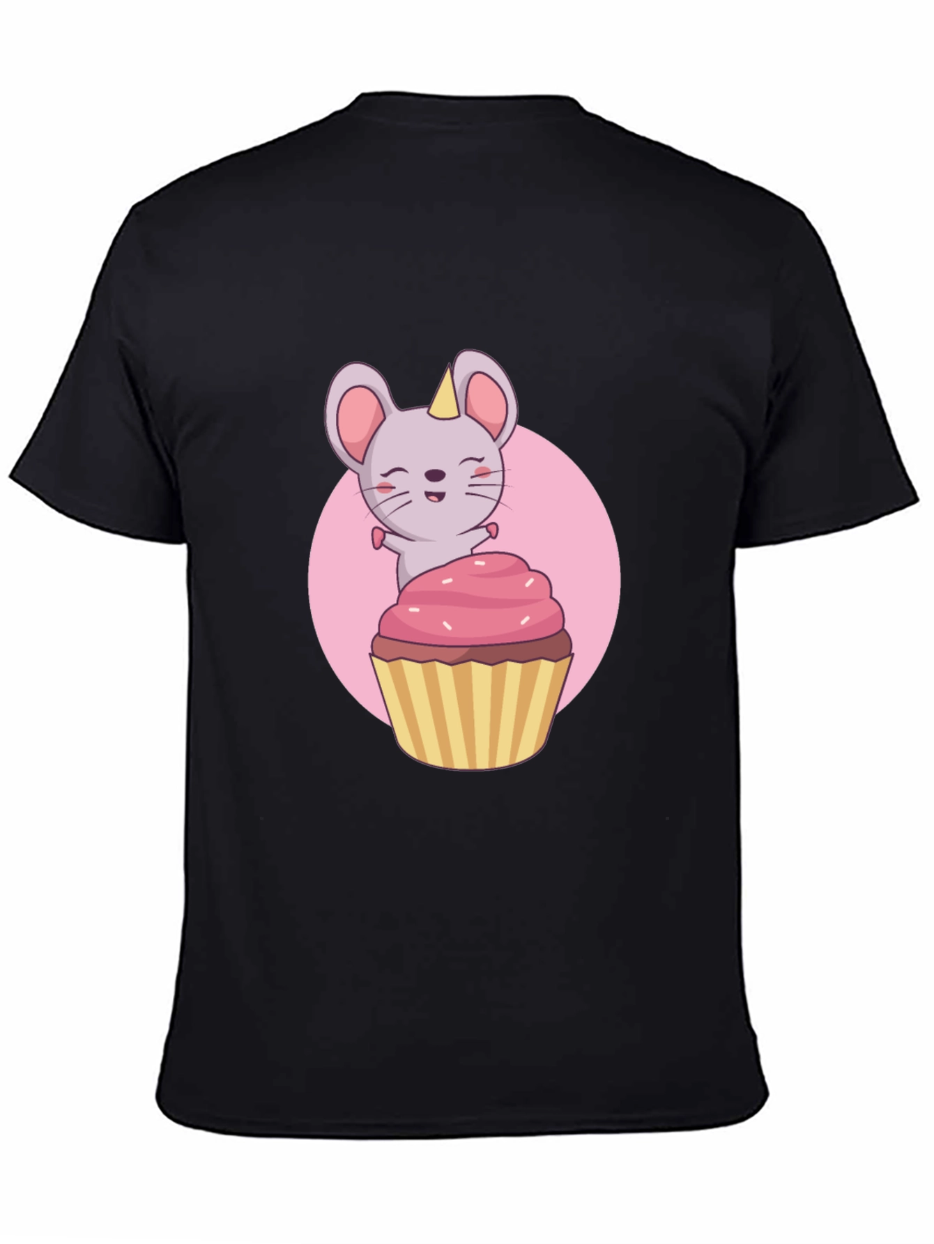Cute Mouse Cupcake T-Shirt - Black