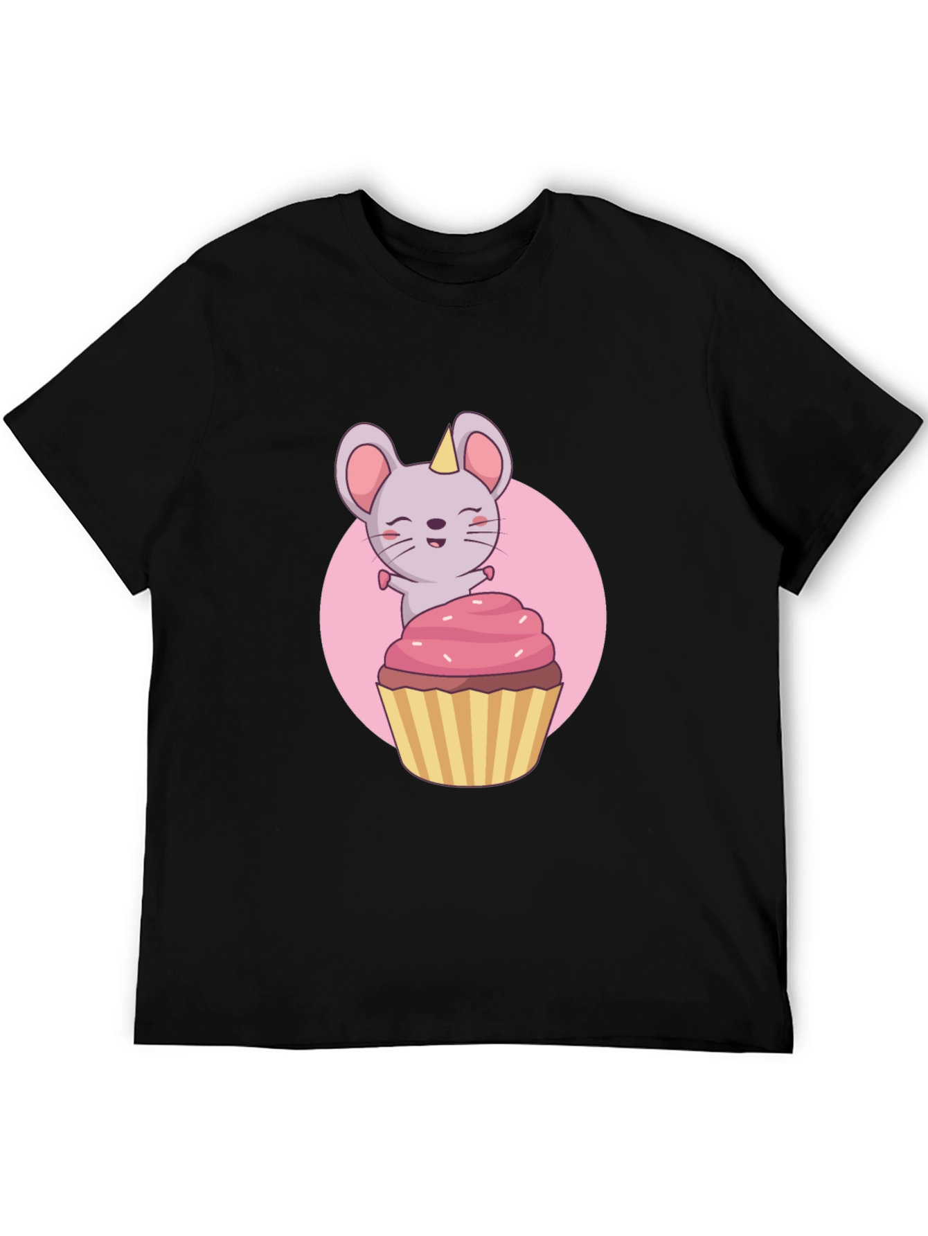 Cute Mouse Cupcake T-Shirt - Black
