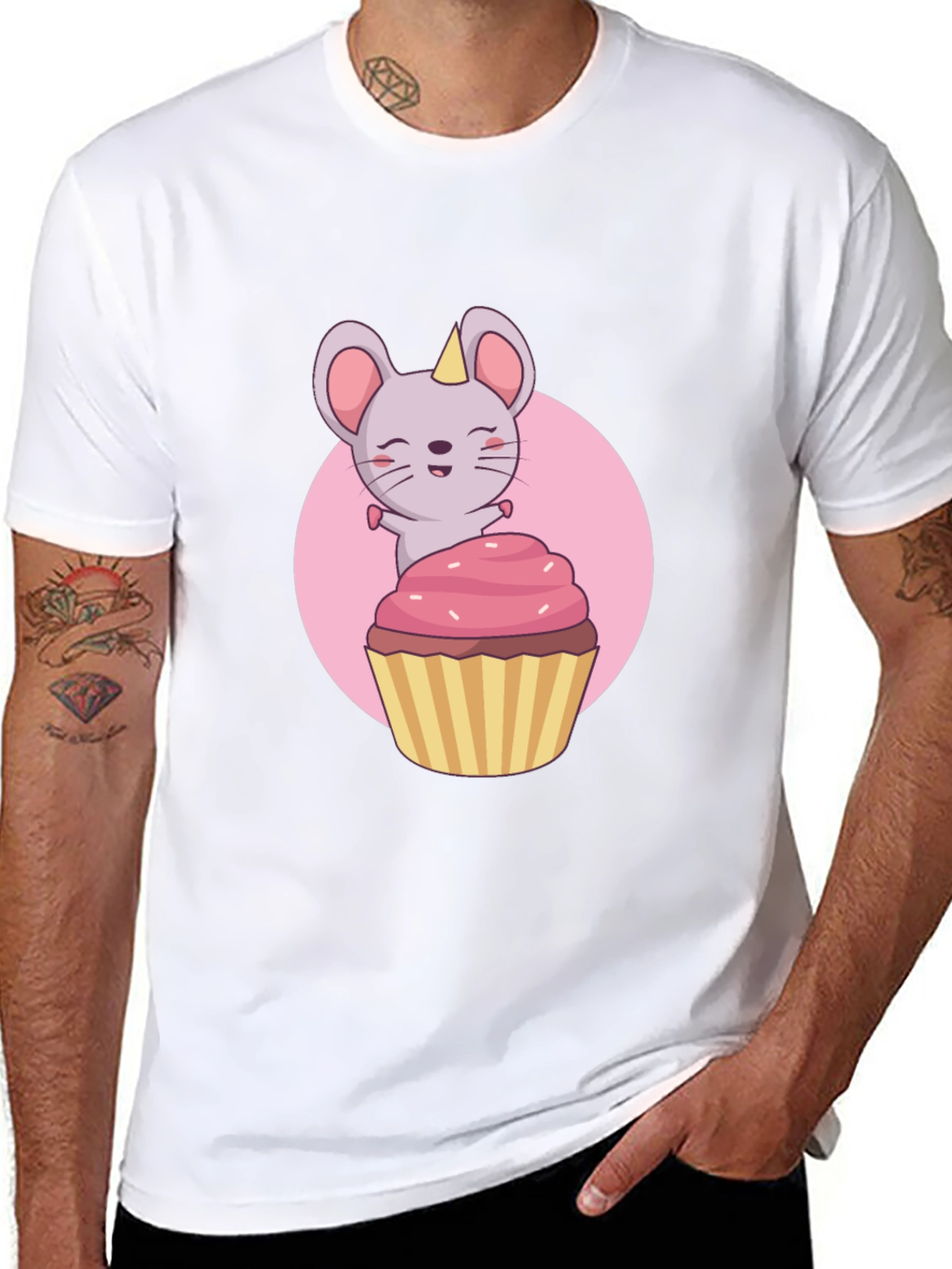 Cute Mouse Cupcake T-Shirt - Black