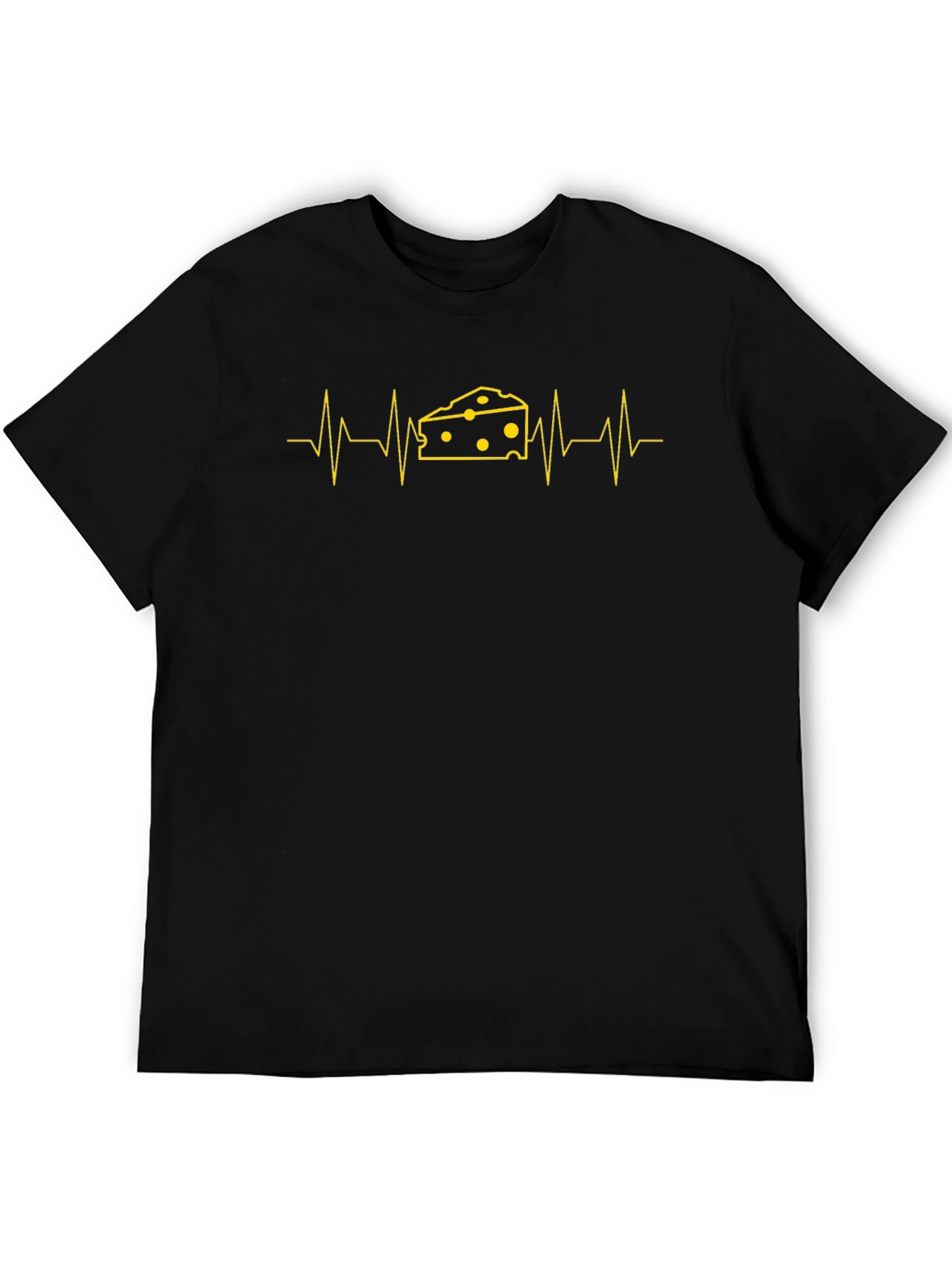 Cheese Heartbeat Graphic Tee - Black Cotton T-Shirt