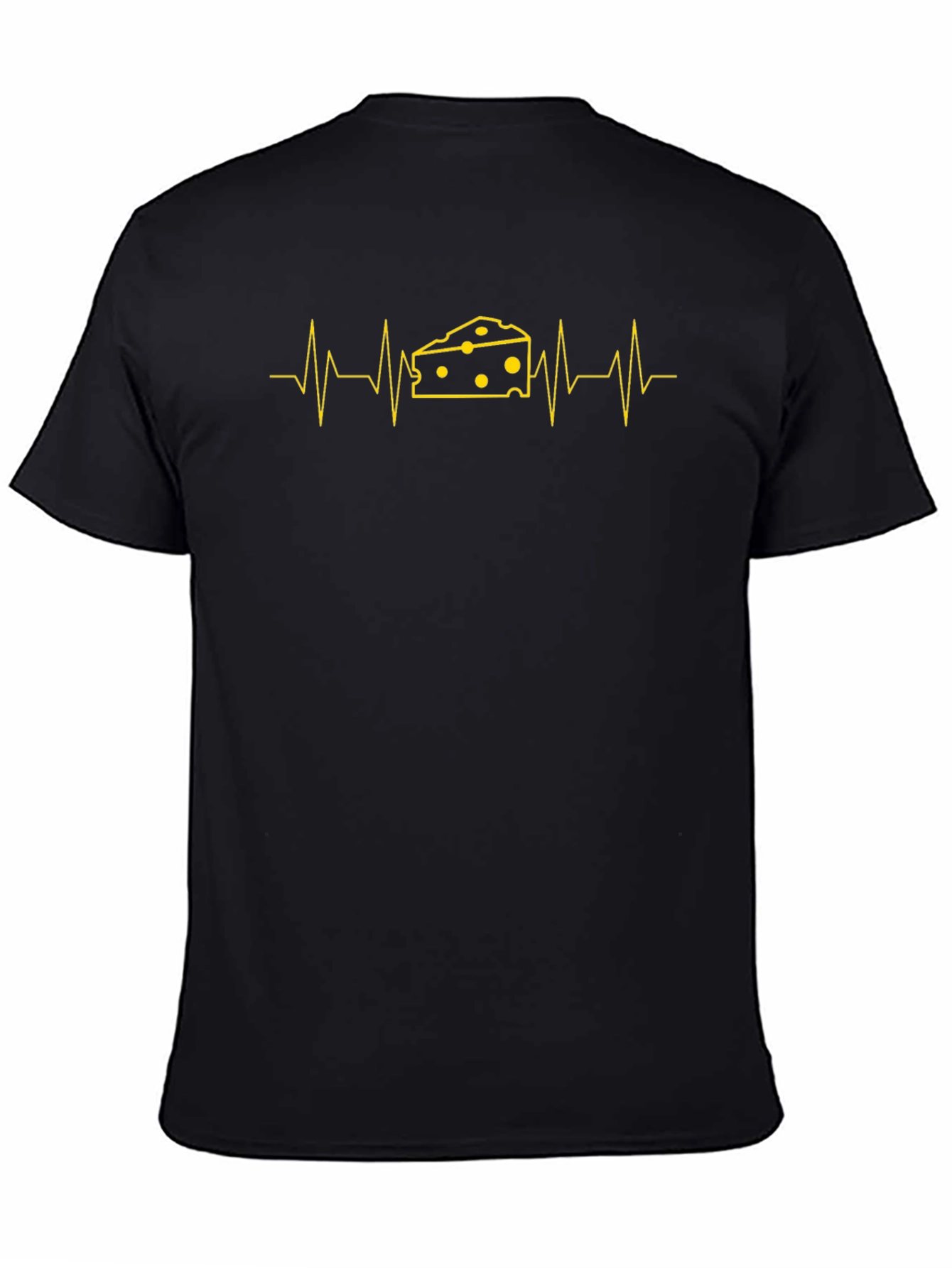 Cheese Heartbeat Graphic Tee - Black Cotton T-Shirt