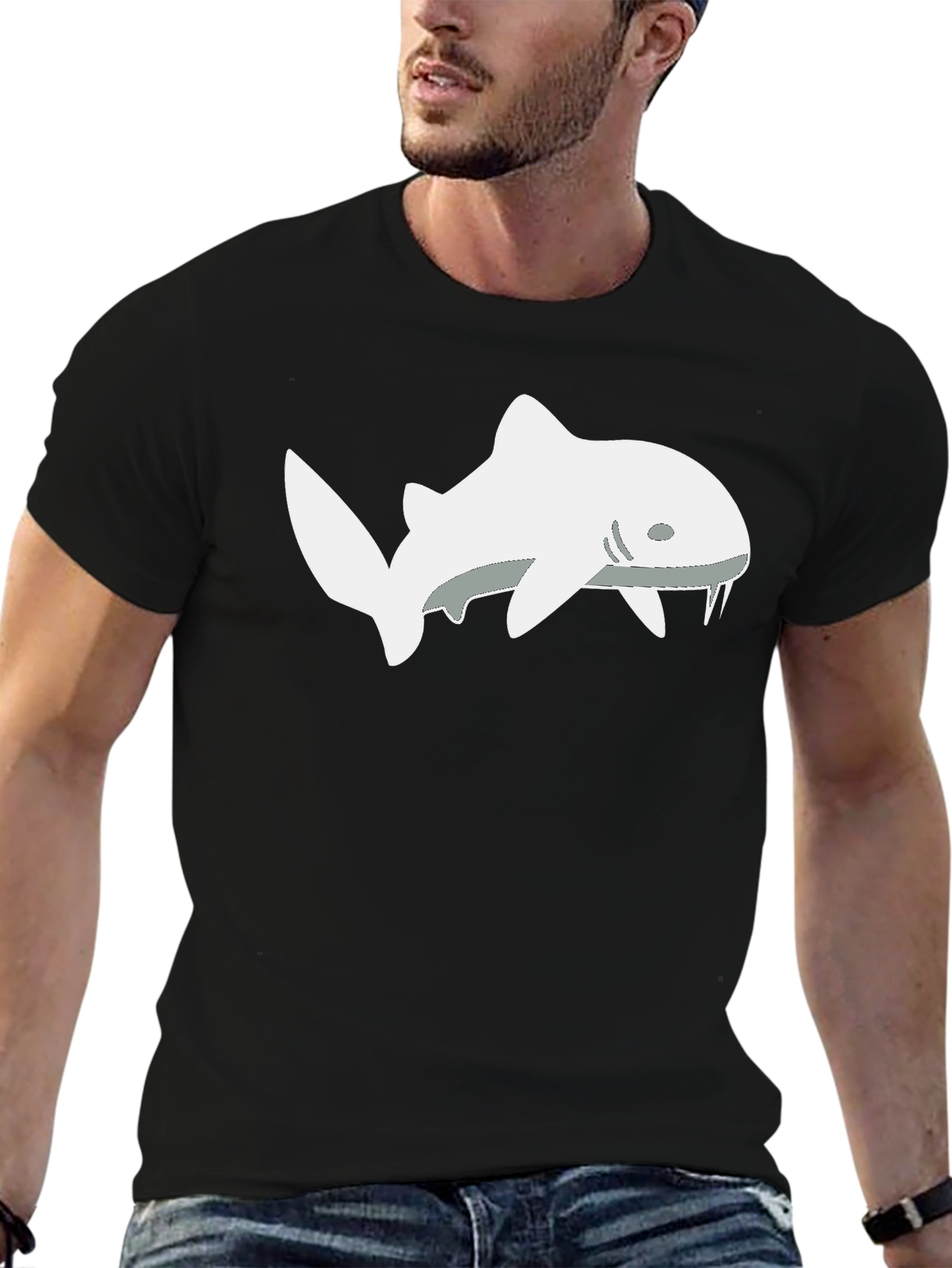 Shark Tooth T-Shirt - Black Cotton Tee