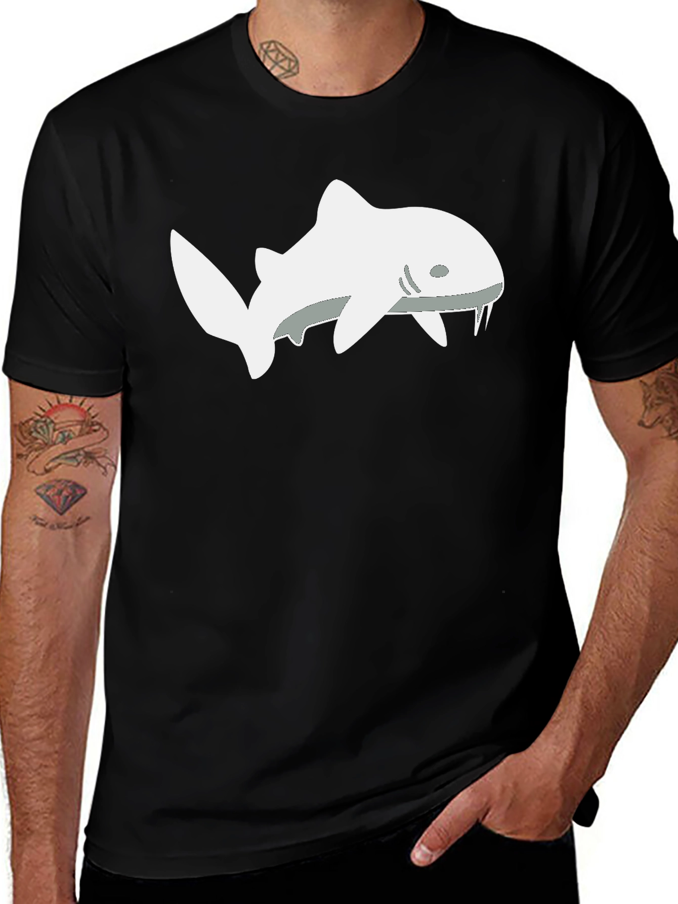Shark Tooth T-Shirt - Black Cotton Tee