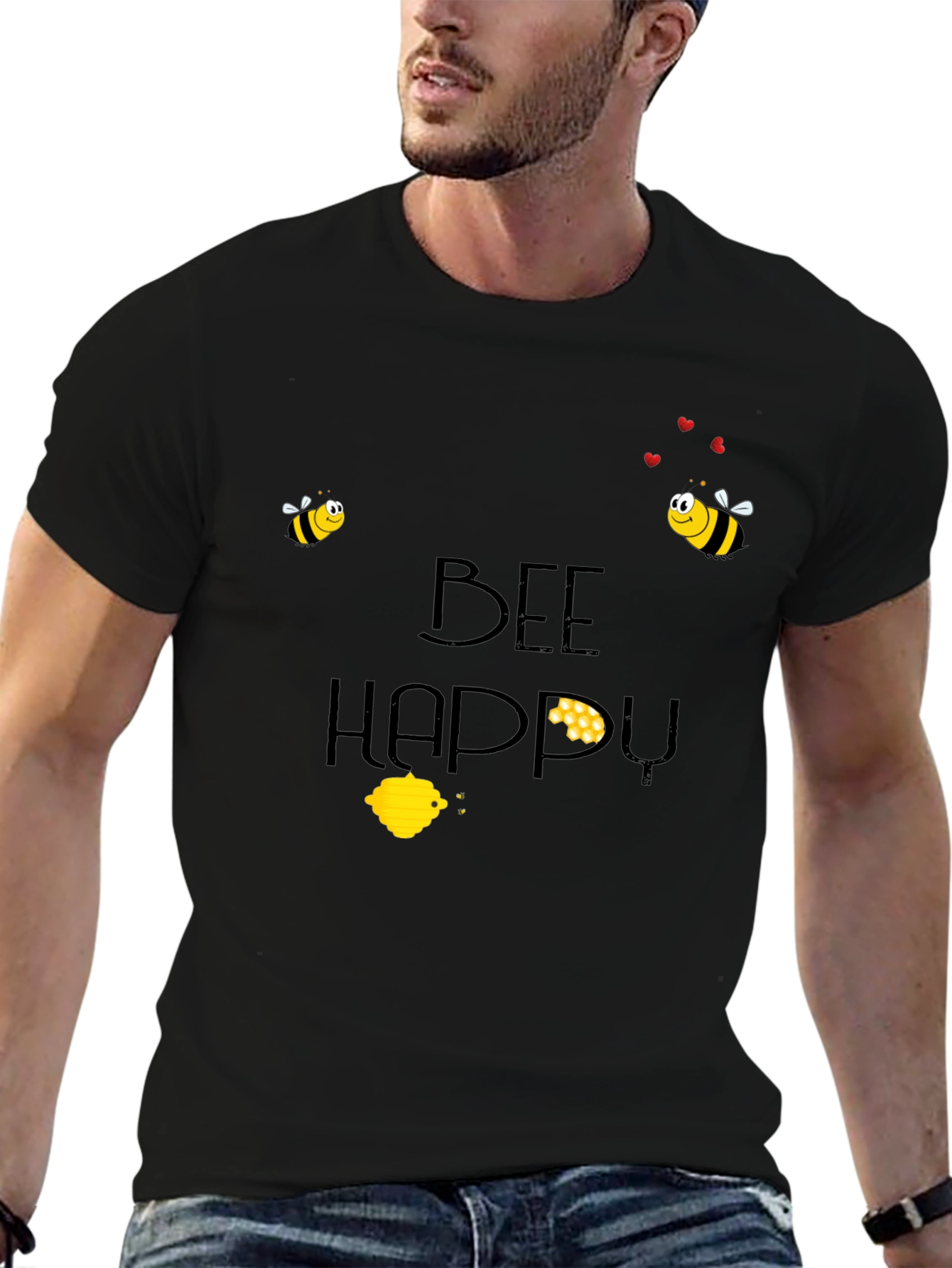 Bee Happy Black T-Shirt