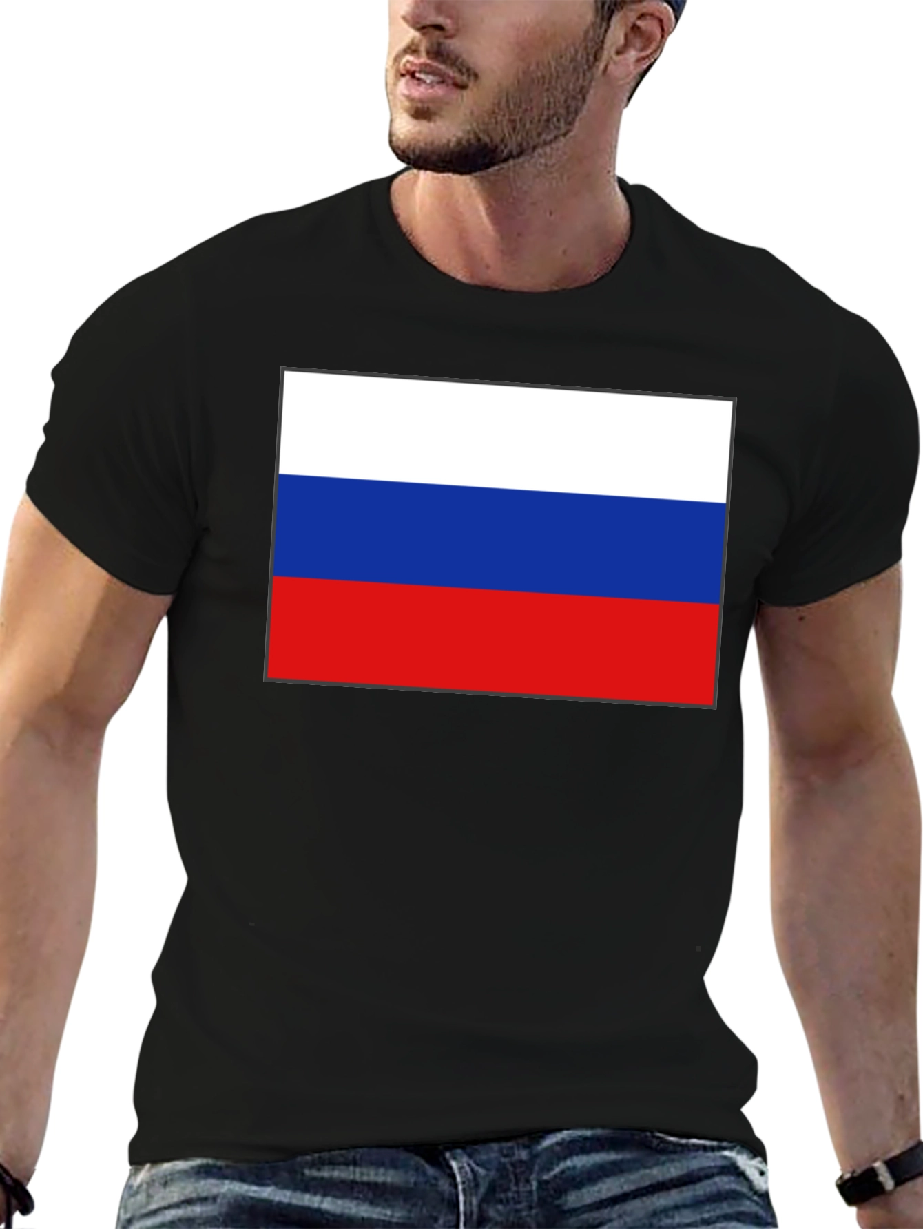 Russian Flag Black T-Shirt