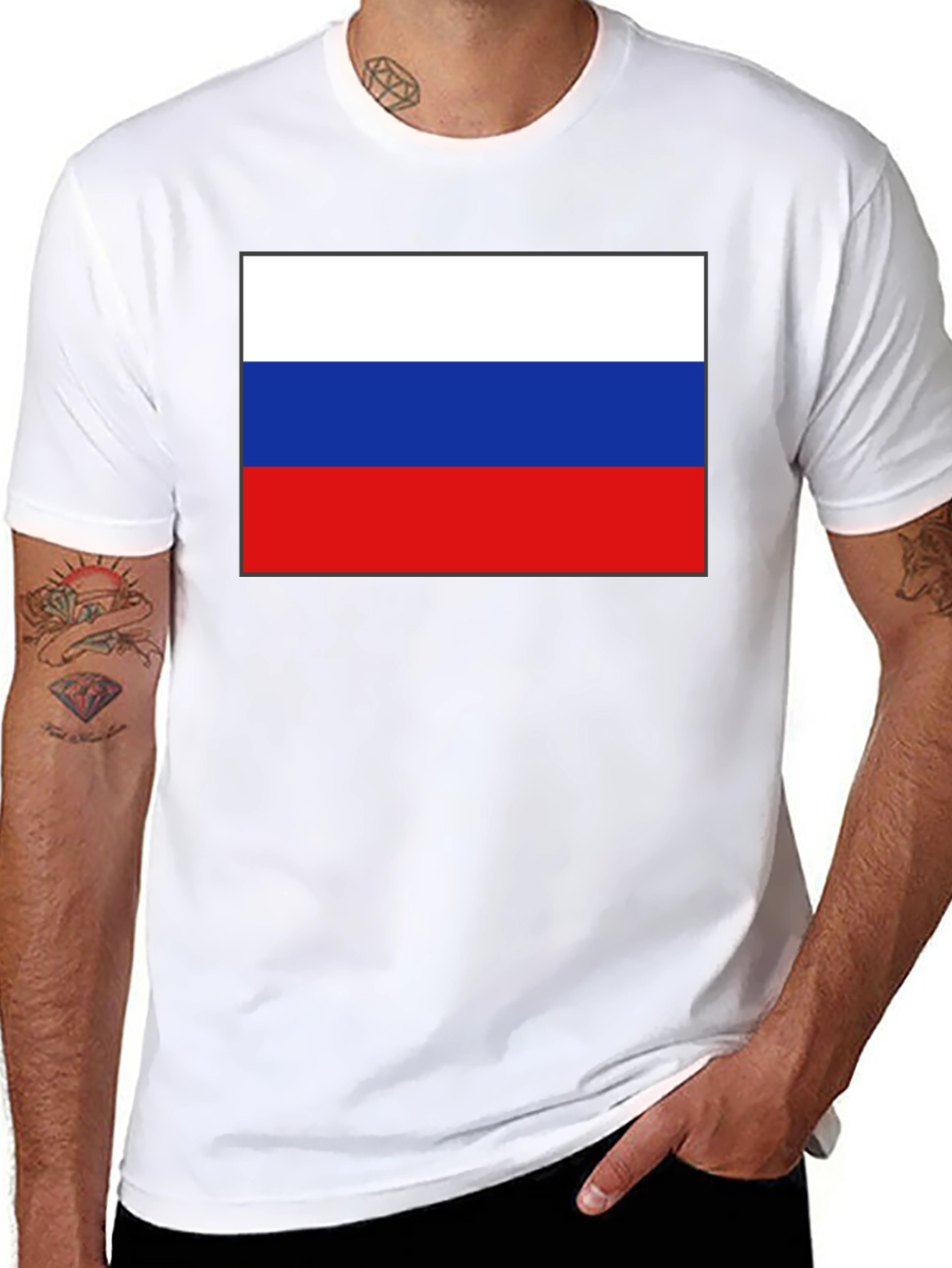 Russian Flag Black T-Shirt