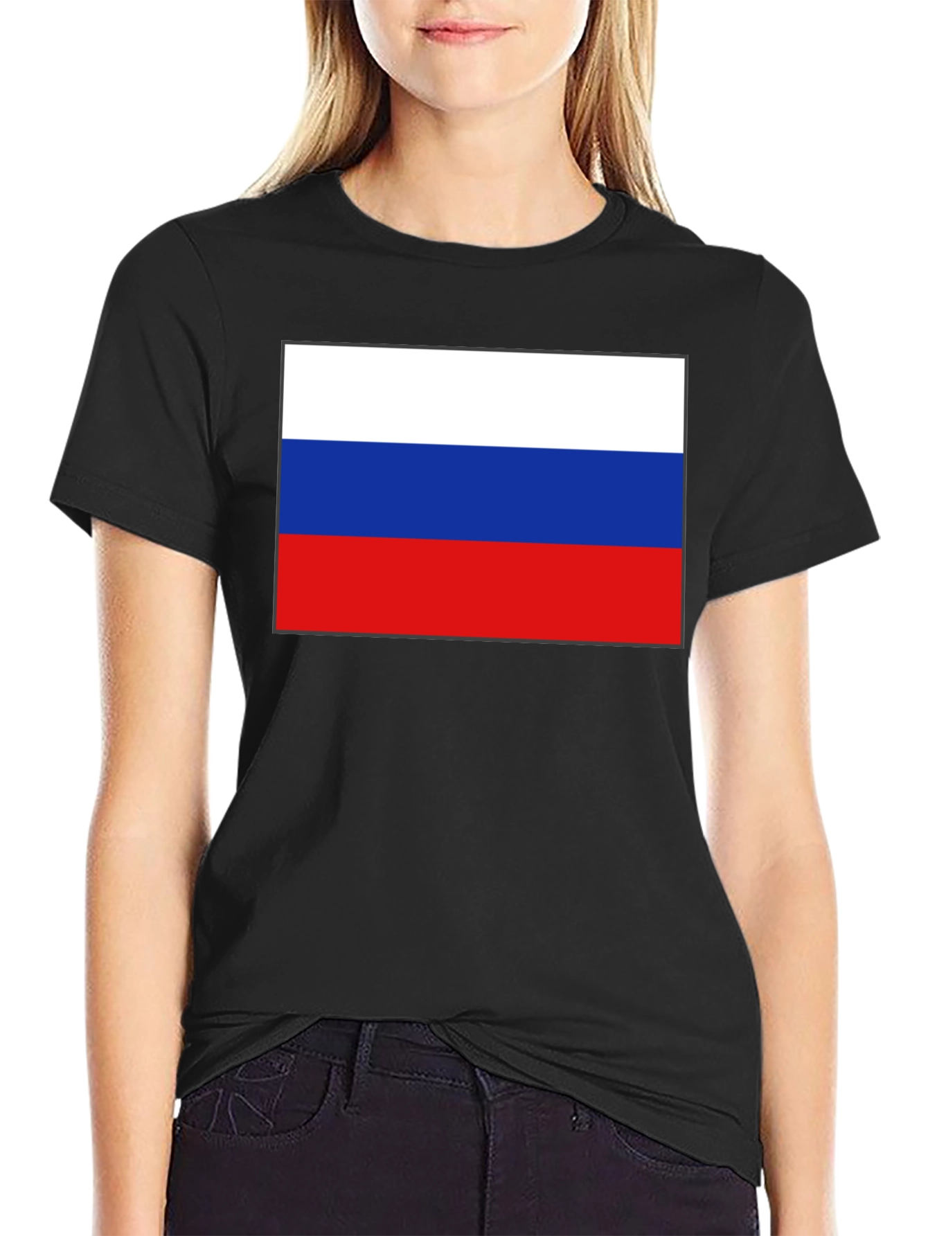 Russian Flag Black T-Shirt