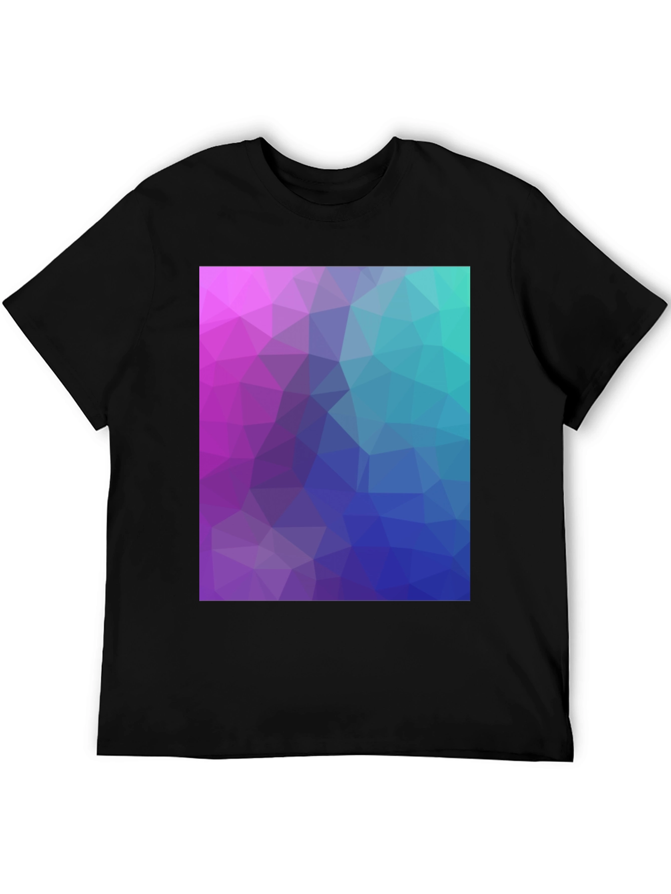 Geometric Triangle Print Black Crew Neck T-Shirt