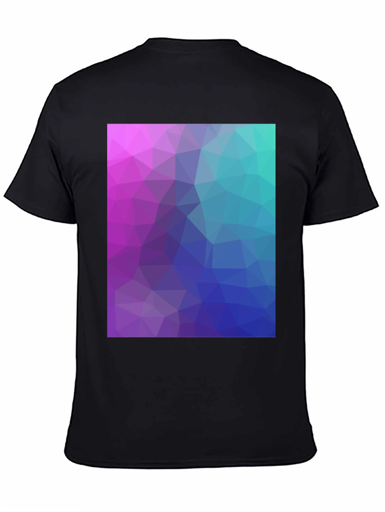 Geometric Triangle Print Black Crew Neck T-Shirt