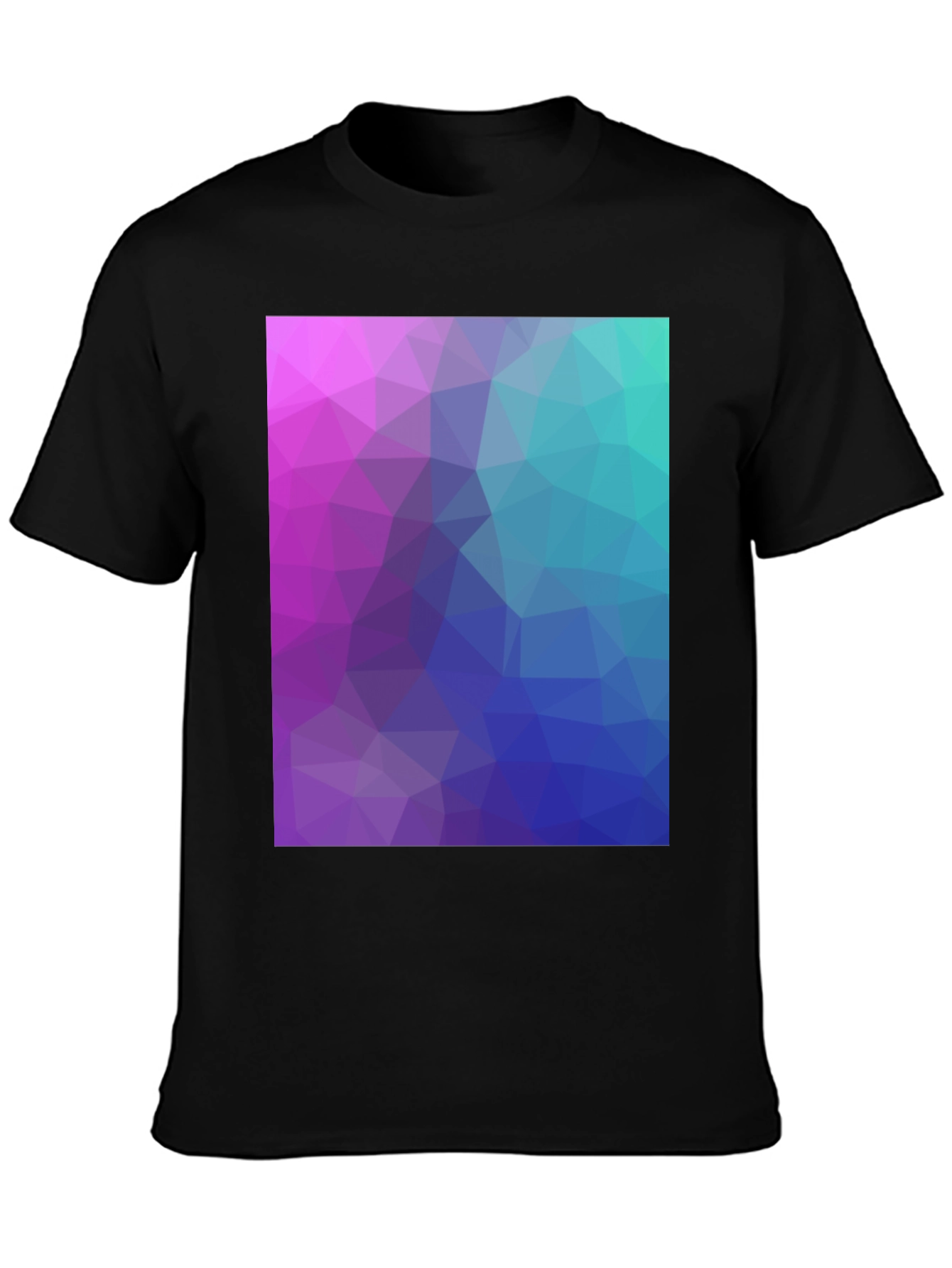Geometric Triangle Print Black Crew Neck T-Shirt