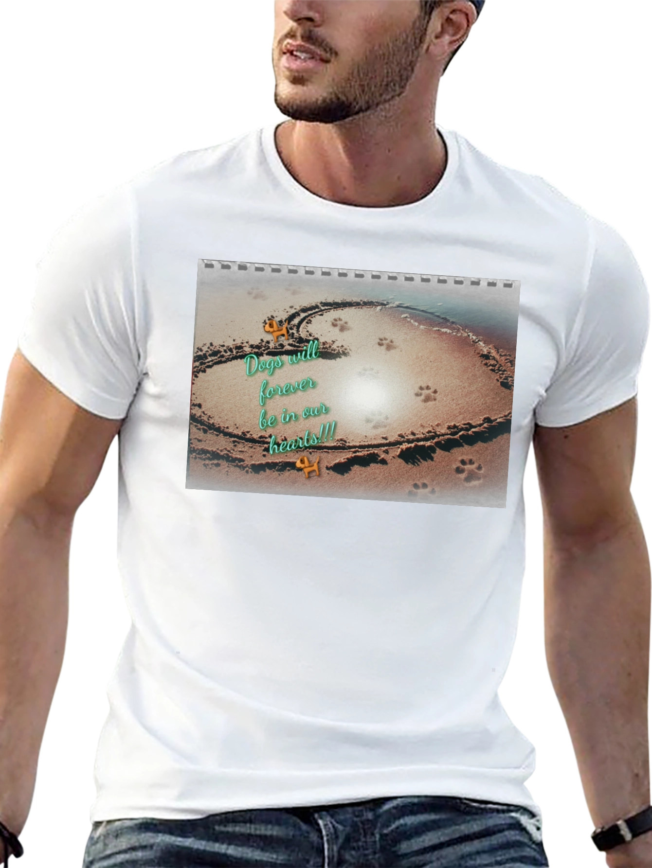 Dog Lover Memorial T-Shirt Beach Heart Design