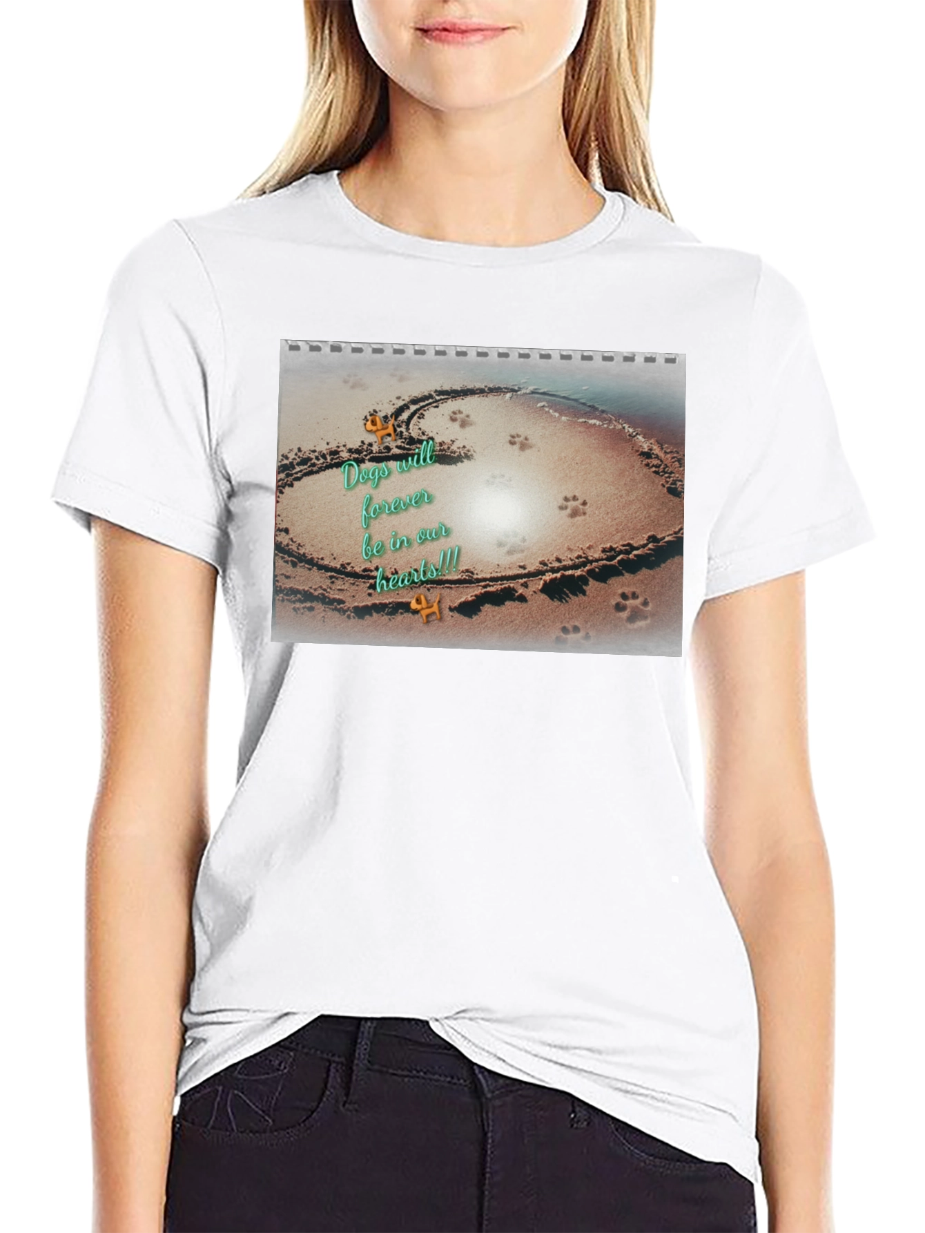 Dog Lover Memorial T-Shirt Beach Heart Design