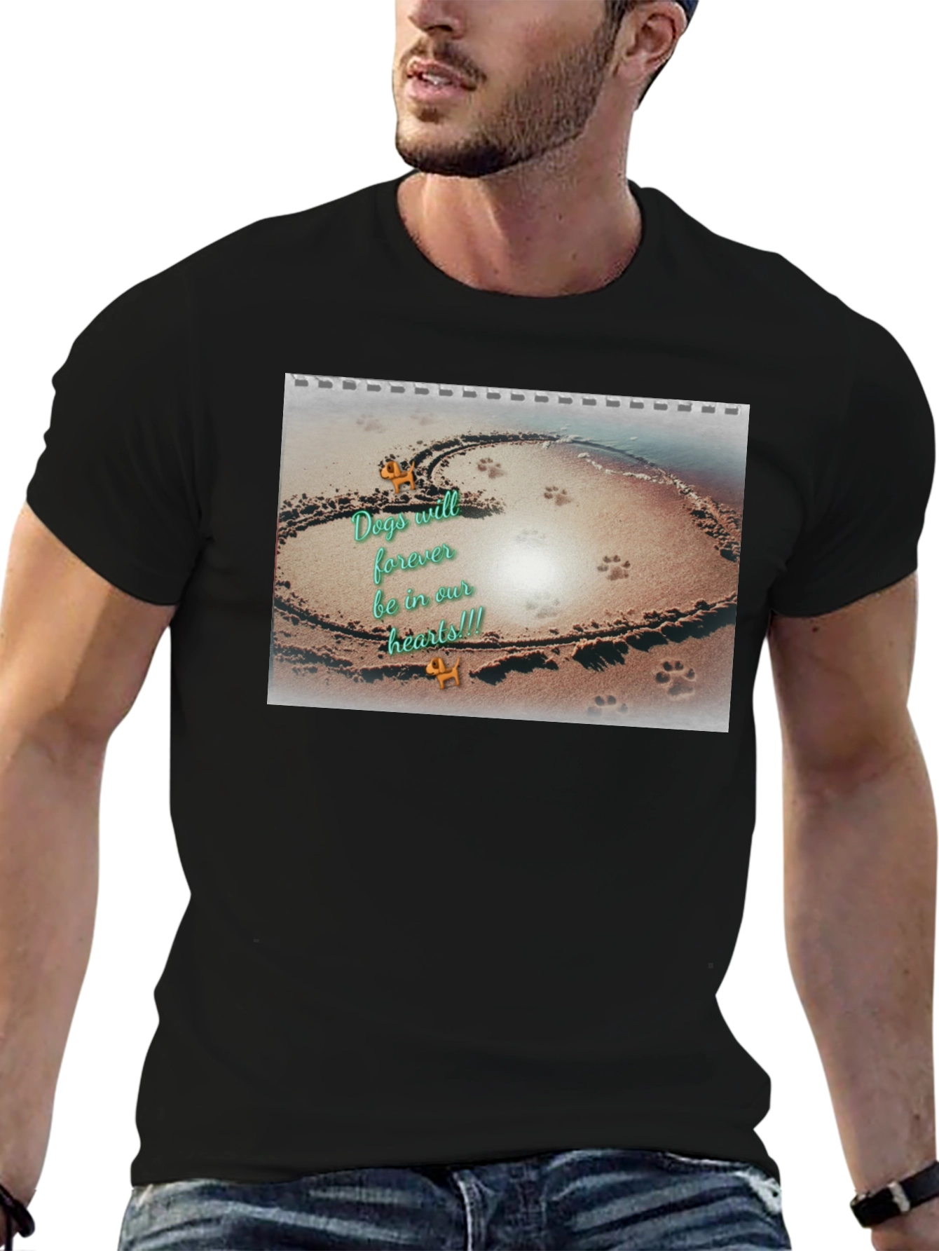 Dog Lover Memorial T-Shirt Beach Heart Design