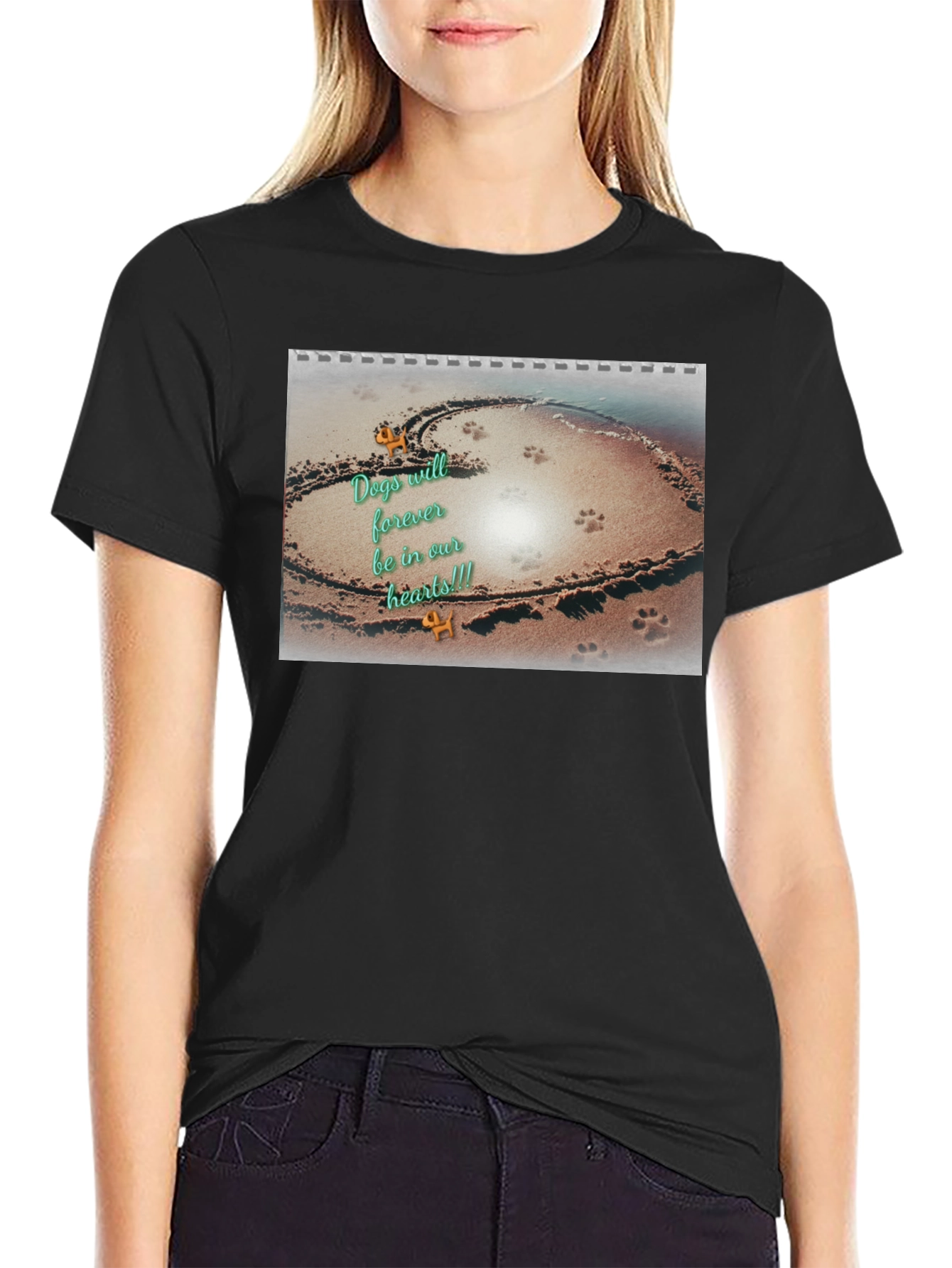 Dog Lover Memorial T-Shirt Beach Heart Design