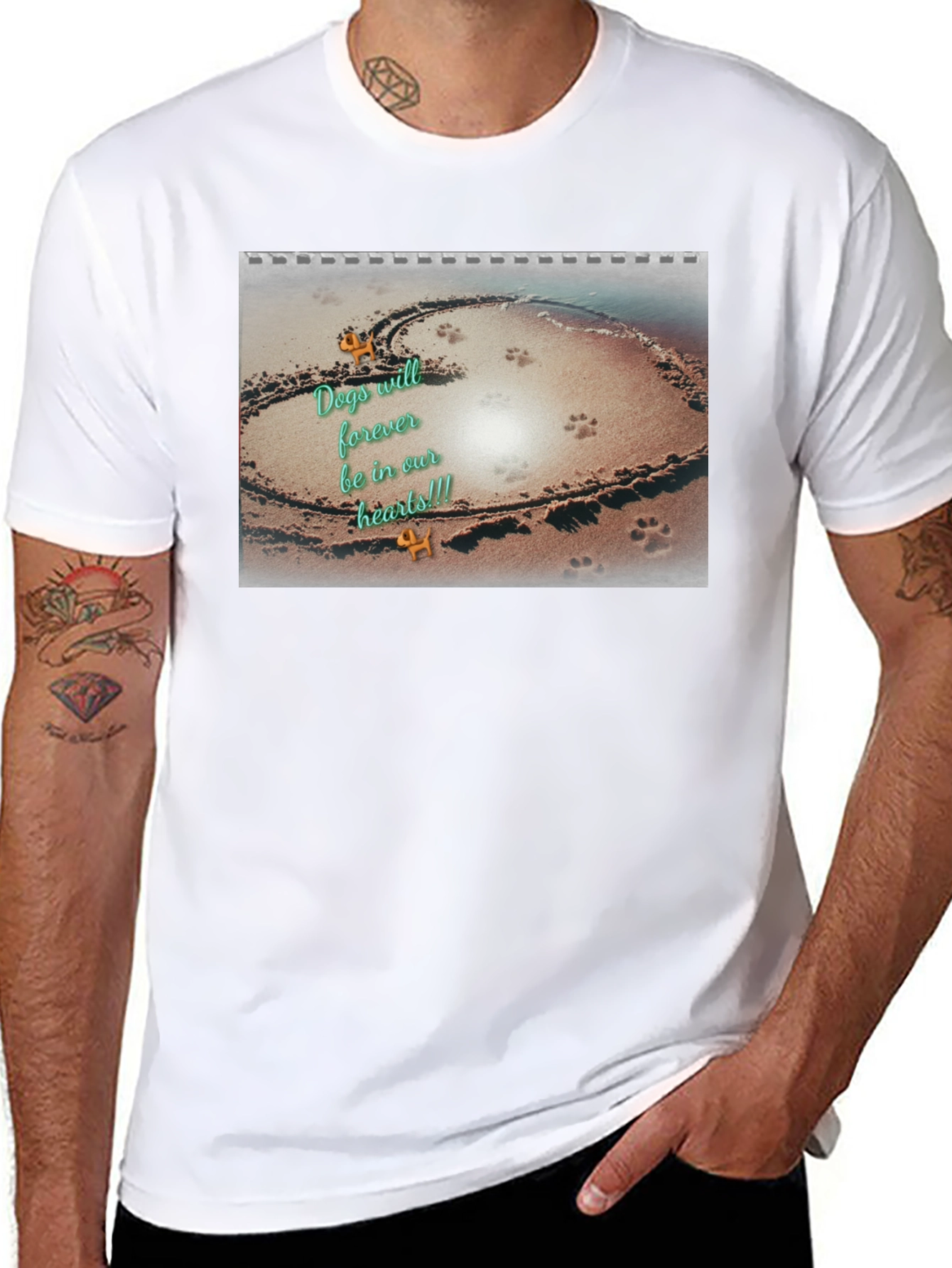 Dog Lover Memorial T-Shirt Beach Heart Design