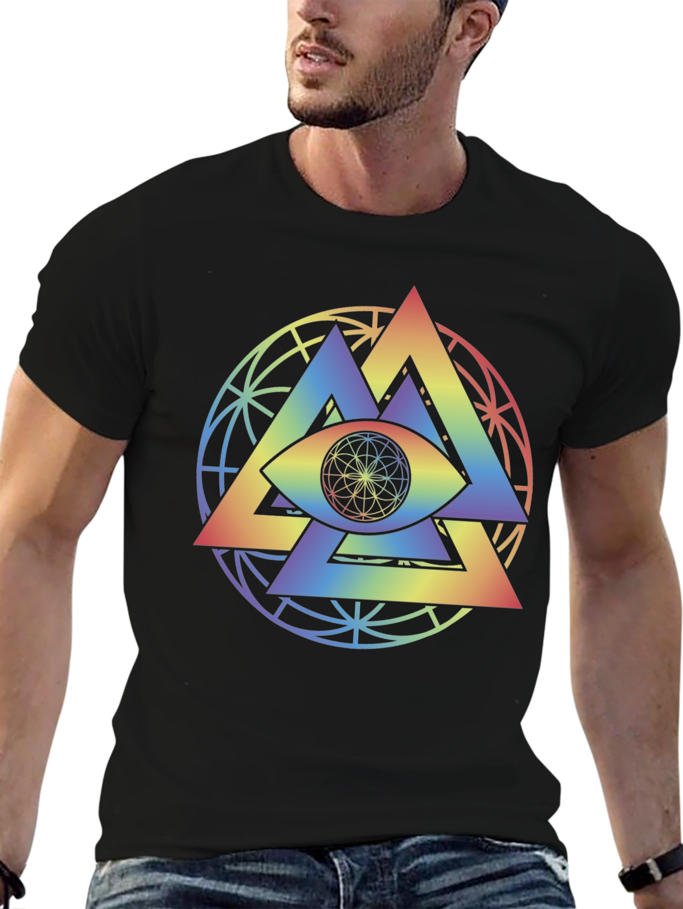 Rainbow Eye T-Shirt: Geometric Symbolism