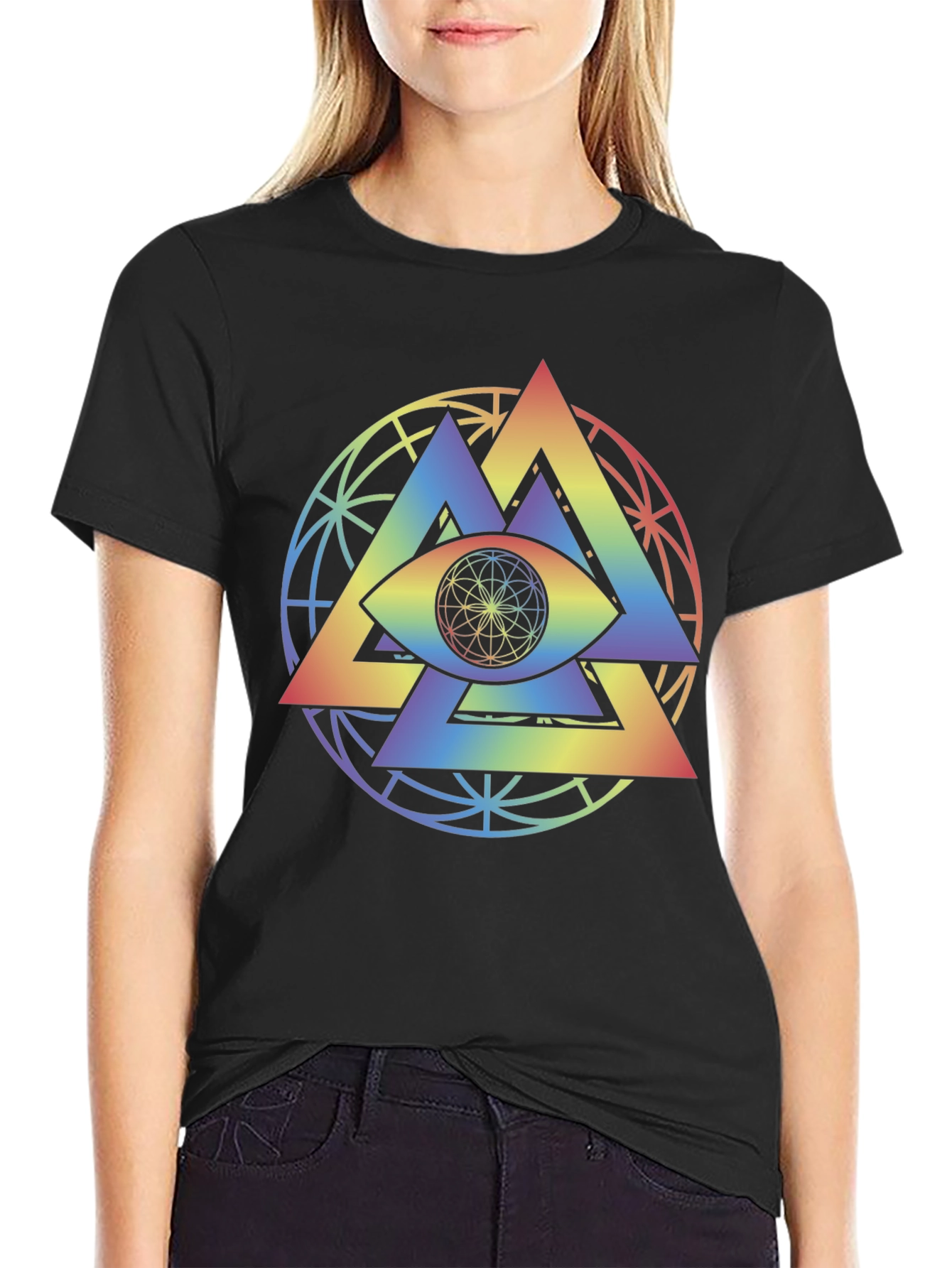 Rainbow Eye T-Shirt: Geometric Symbolism