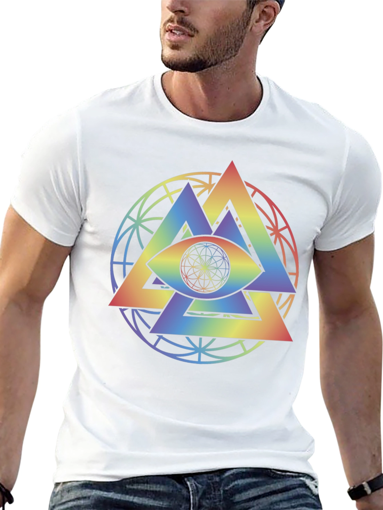 Rainbow Eye T-Shirt: Geometric Symbolism