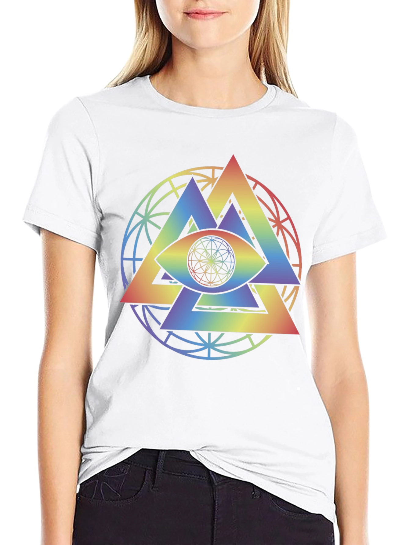 Rainbow Eye T-Shirt: Geometric Symbolism